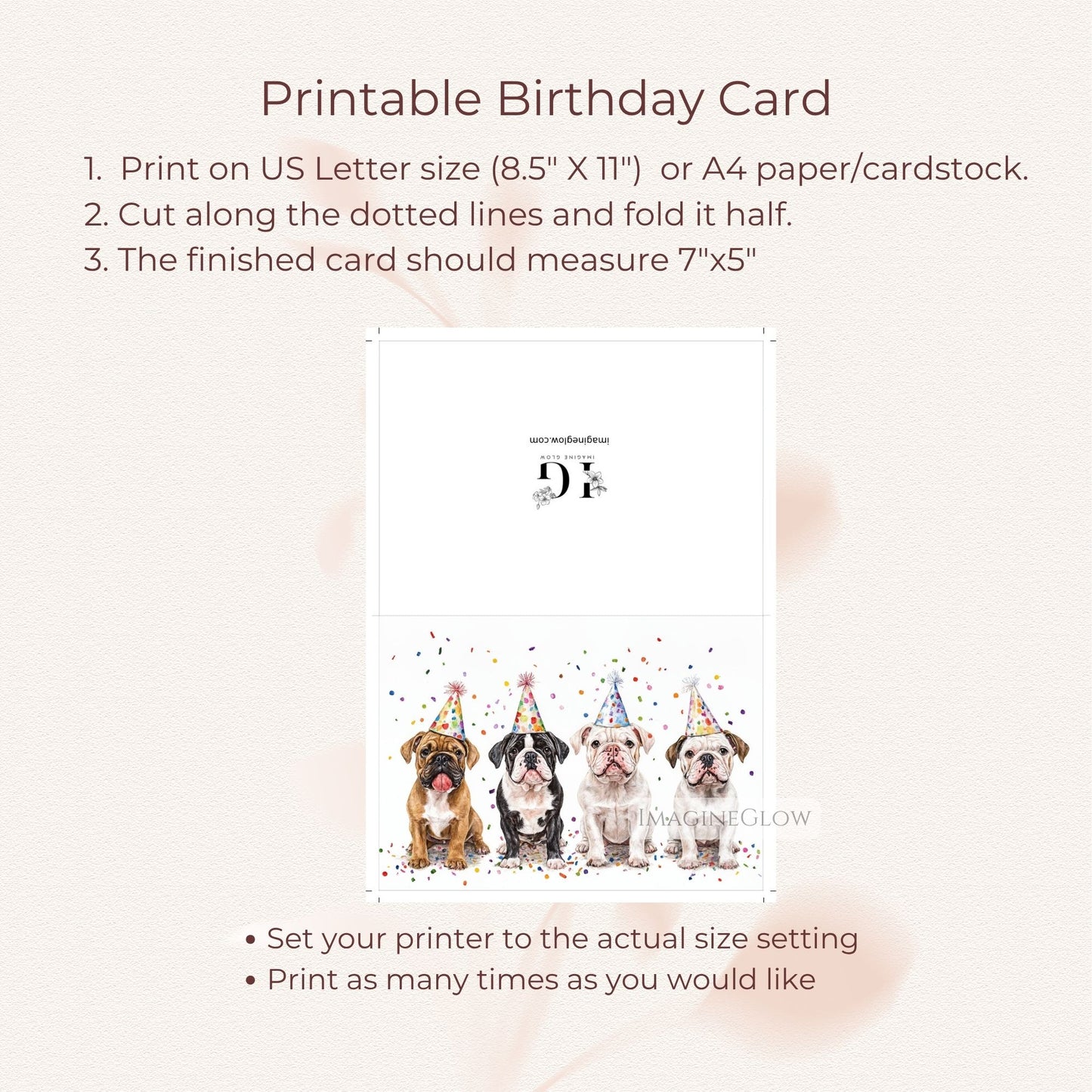 Bulldog Birthday Card – Puppy Printable Digital Card