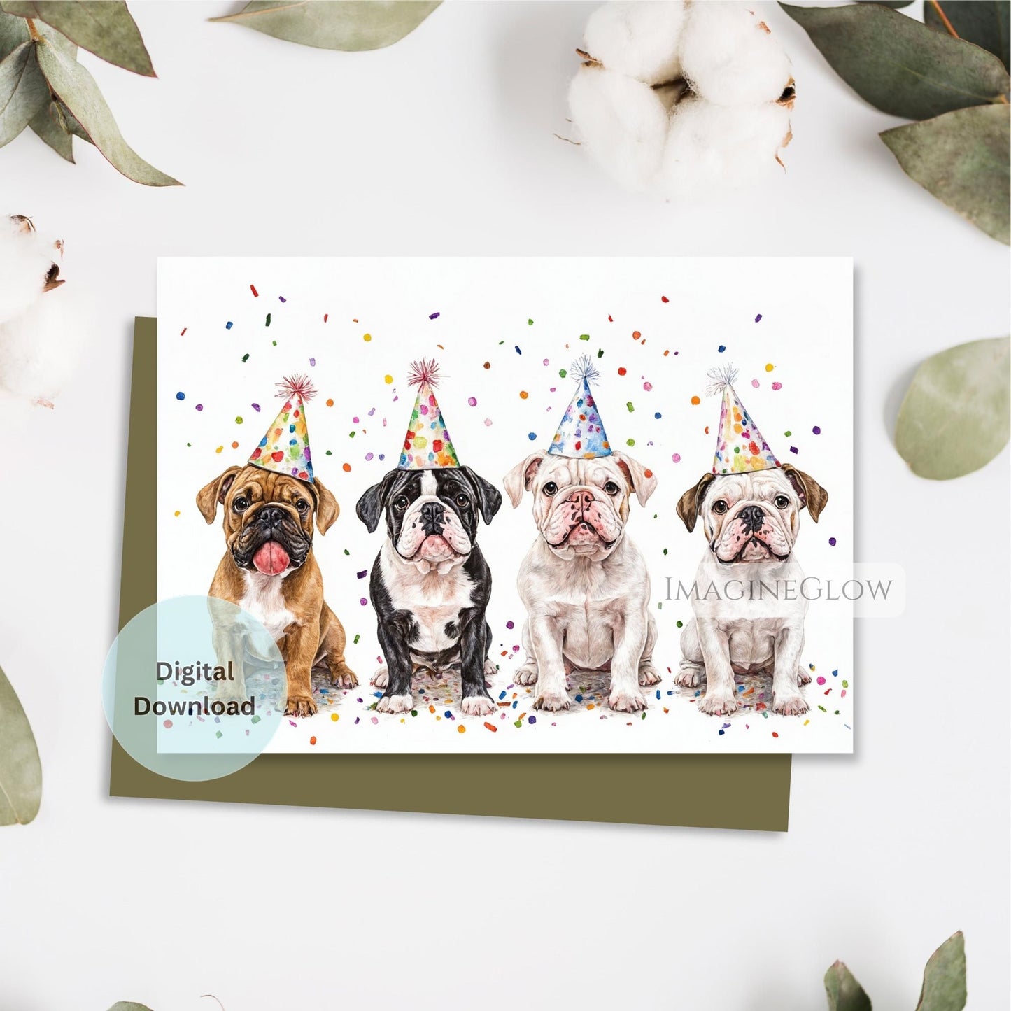 Bulldog Birthday Card – Puppy Printable Digital Card