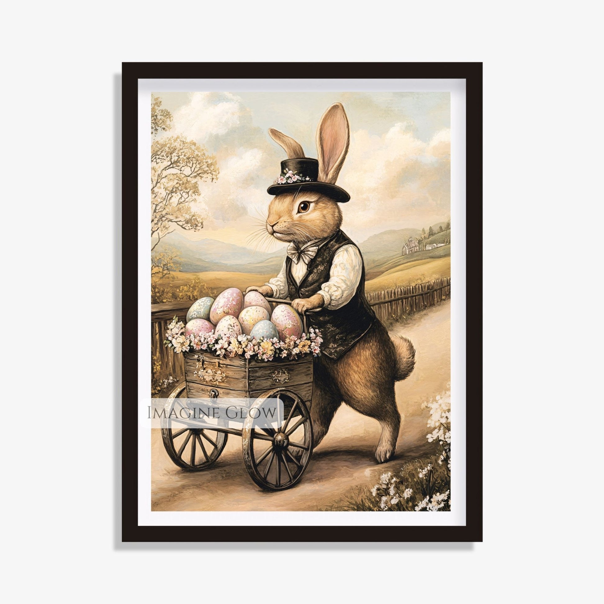 Easter-themed Victorian bunny wall art for cottagecore decor.