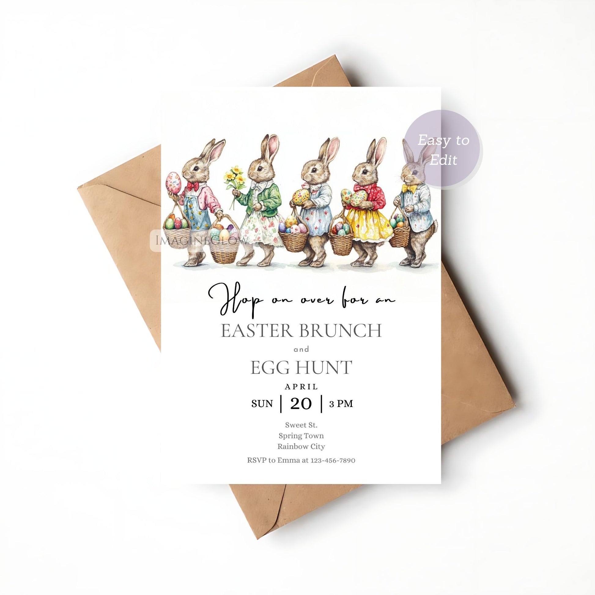 Printable Vintage Easter Brunch & Egg Hunt Invite