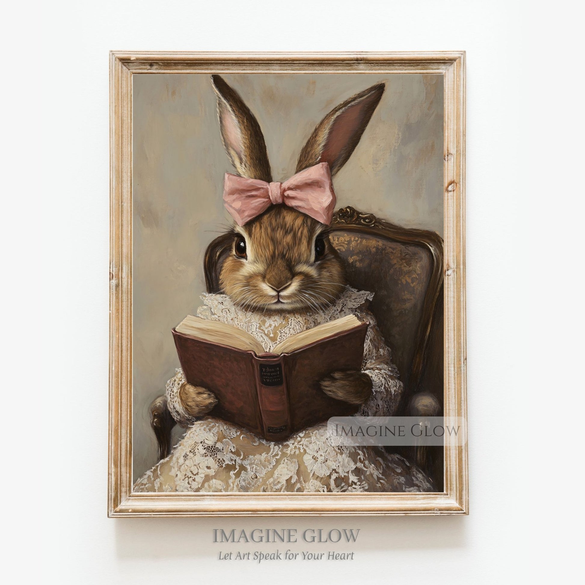 Whimsical rabbit art print for wall decor