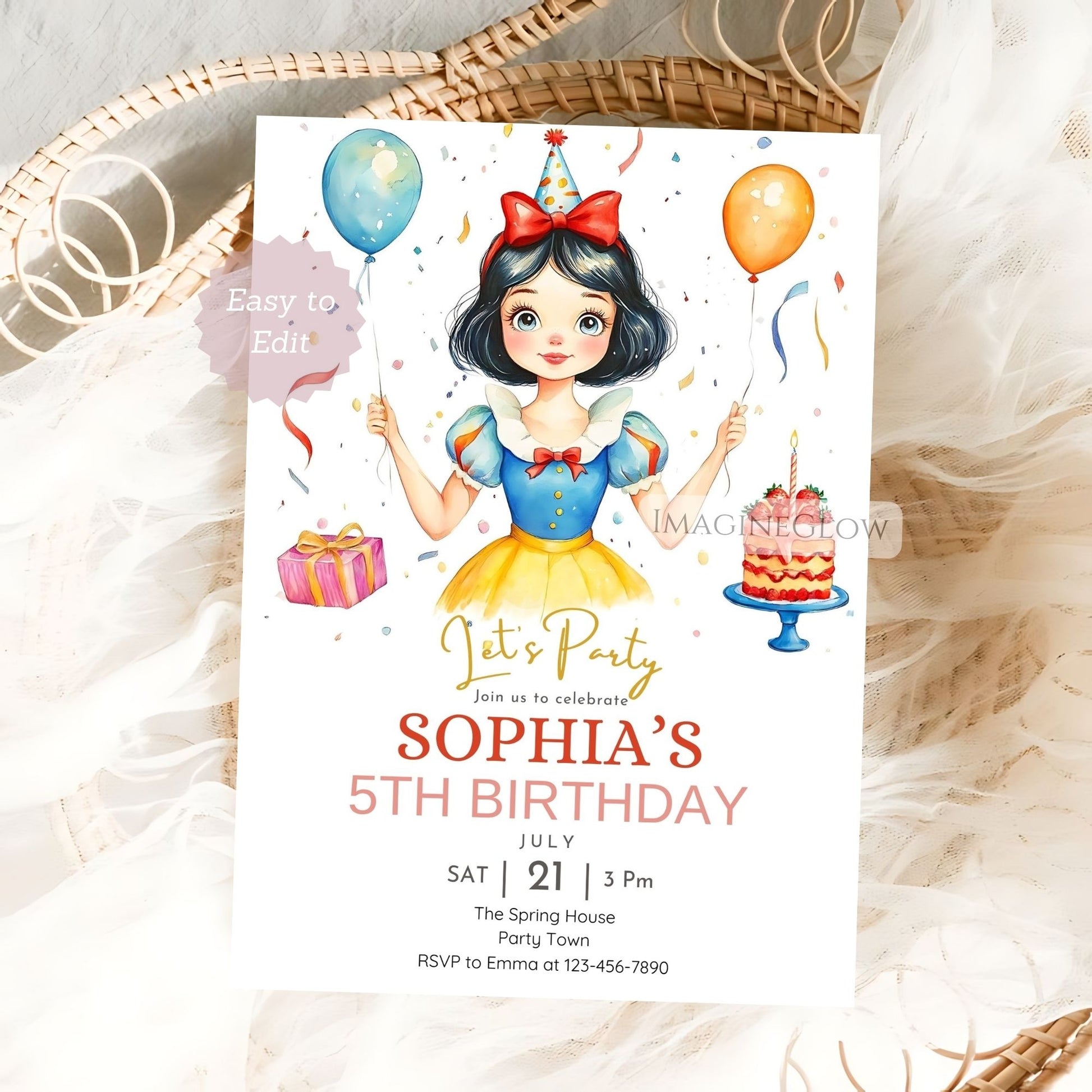 disney snow white party invite