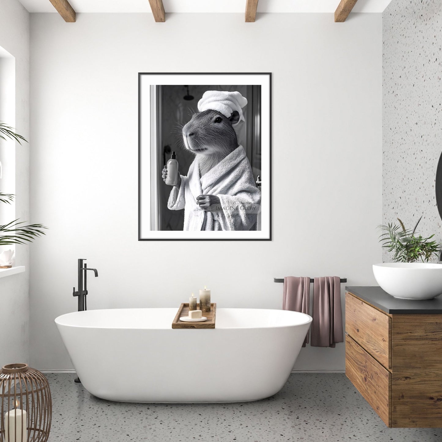 Capybara gift bathroom decor animal print