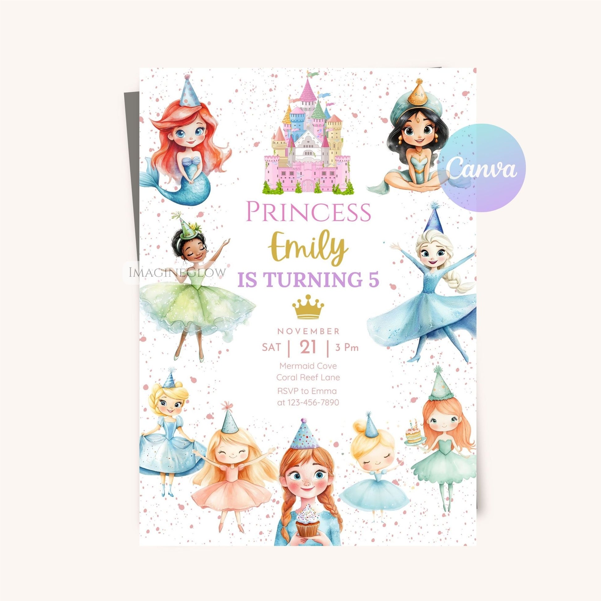 Castle-themed birthday party invitation