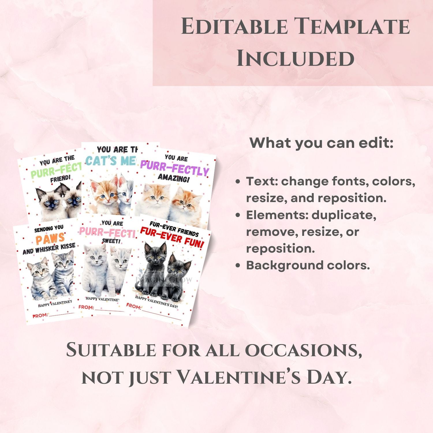 Cat Valentine gift tags with six cat couple designs