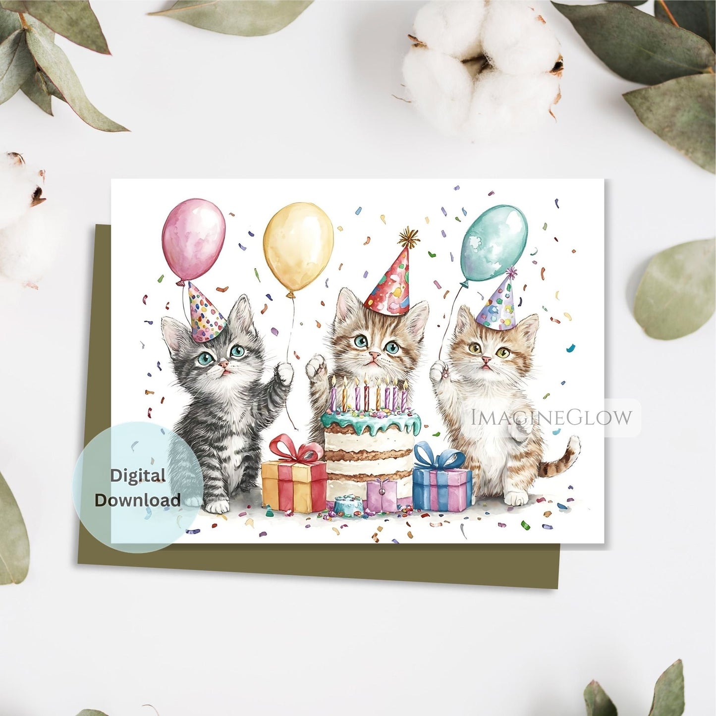 Cute kitten birthday card with meow theme
Printable birthday card with adorable kitten
Meow kitten birthday greeting card digital download