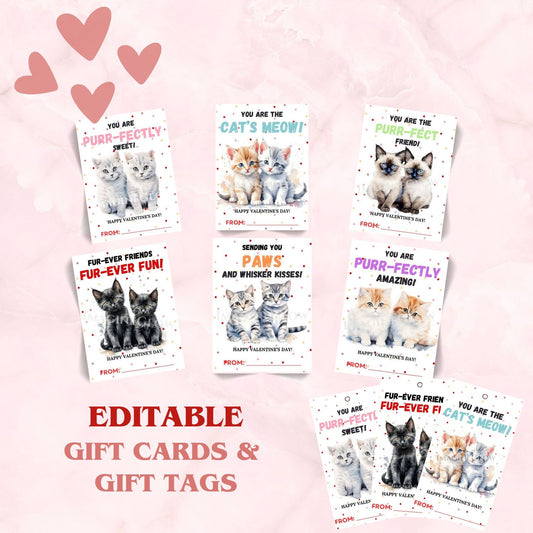 Classroom Valentine cards featuring cat couples