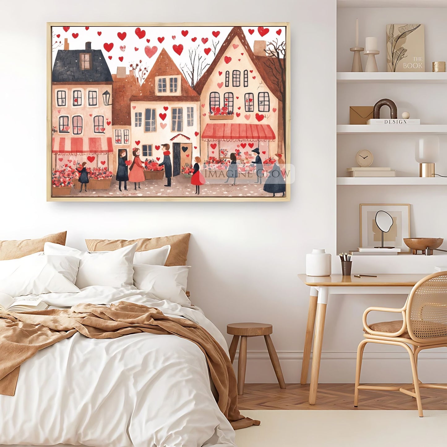 Hand-drawn romantic street art with a love-inspired heart theme