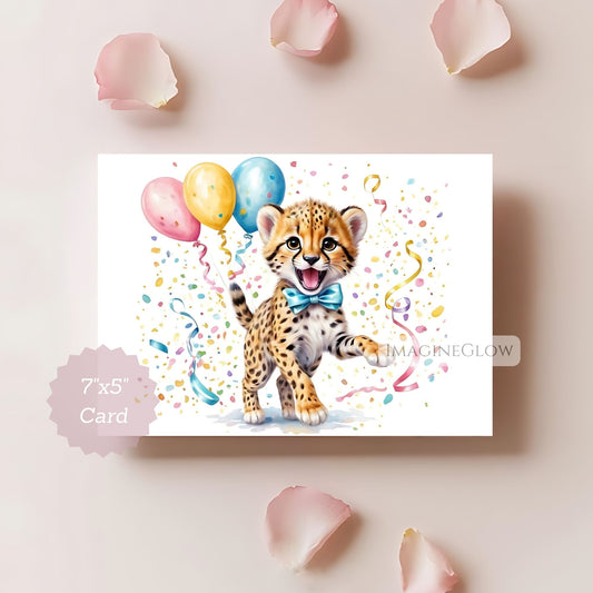 Cheetah greeting card printable
Wild cat printable birthday card
Cheetah illustration digital card