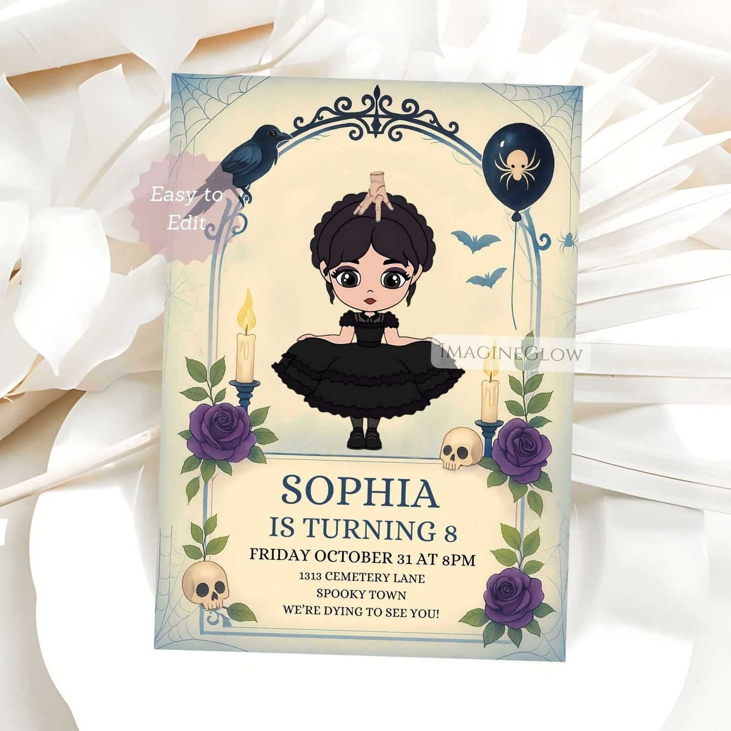 Wednesday Addams teen birthday invitation
