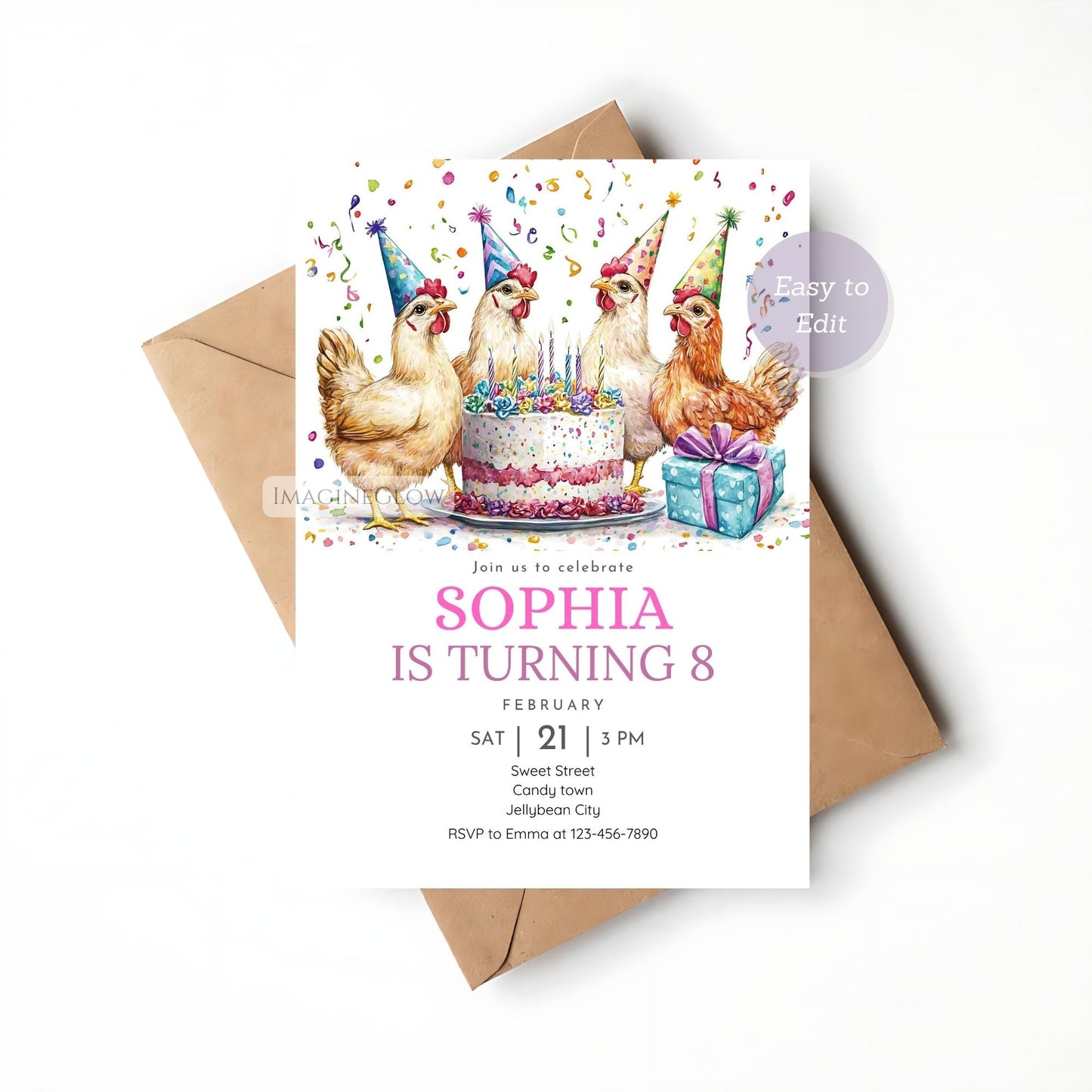 Farmyard baby chick birthday invitation
