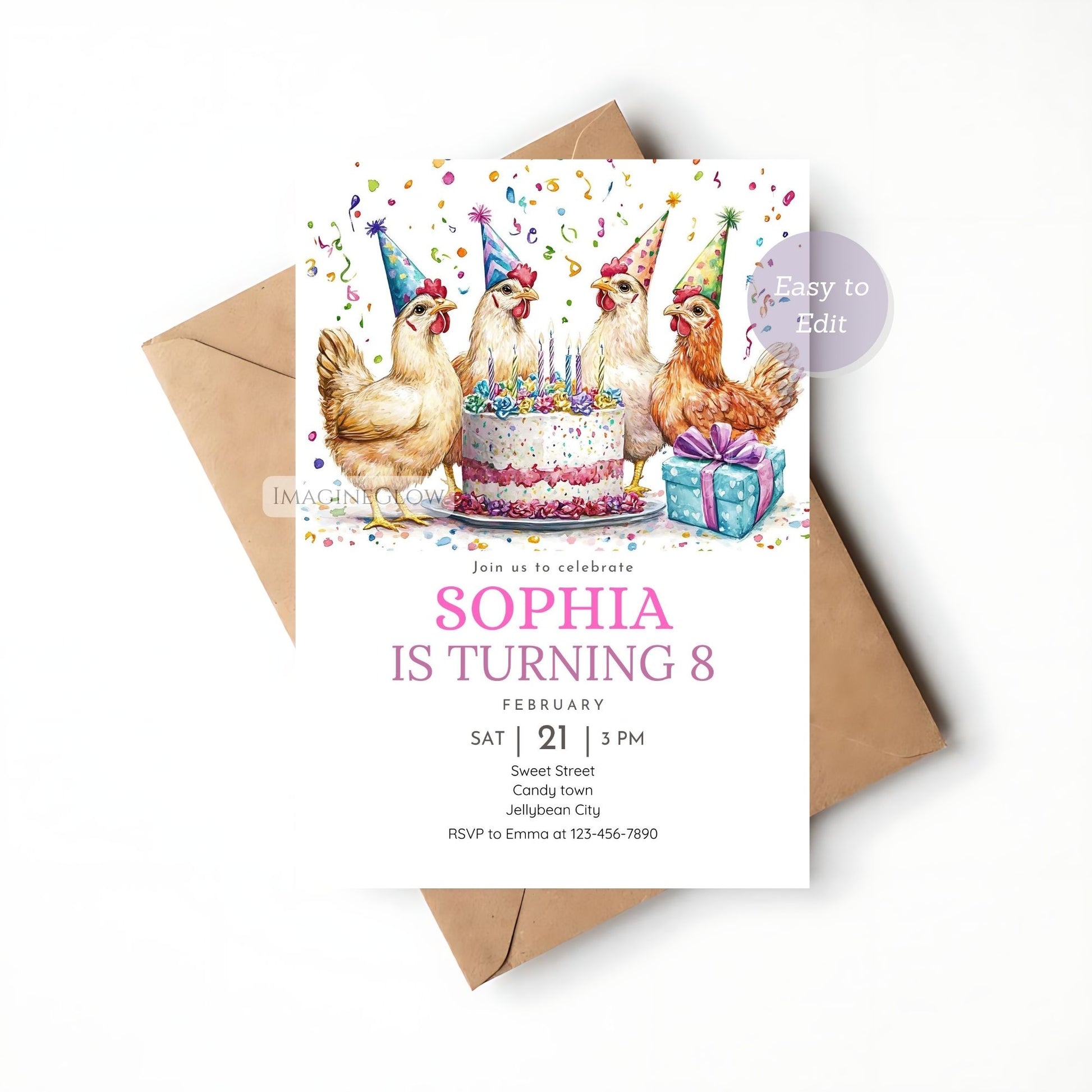 Farmyard baby chick birthday invitation