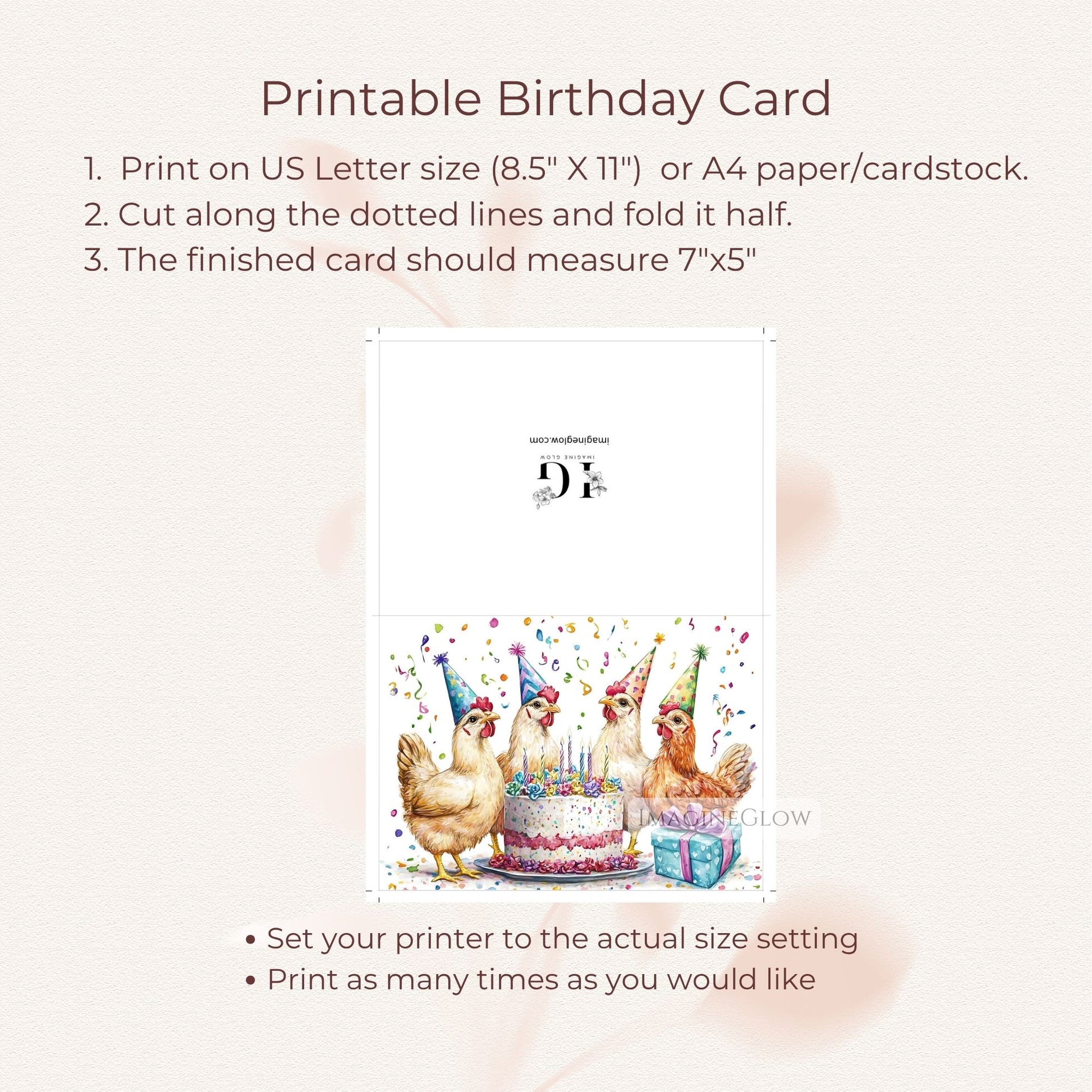 birthday card for rooster lover
chicken coop birthday printable
farm animal birthday card