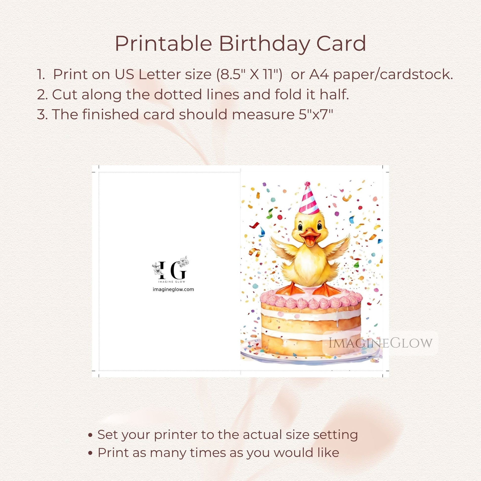 Duck birthday card printable
Sweet duck greeting card