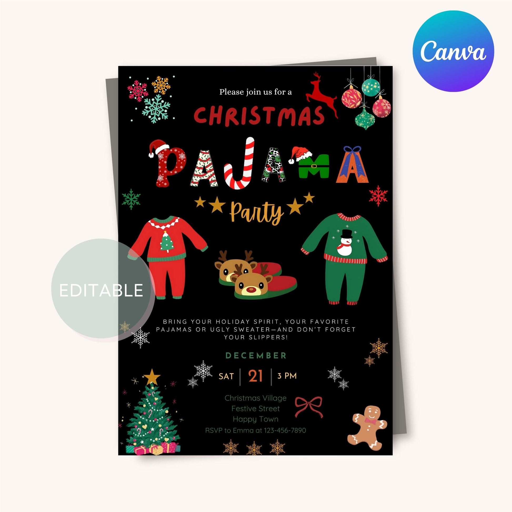 Festive Holiday Pajama Party Invite with Cozy Design