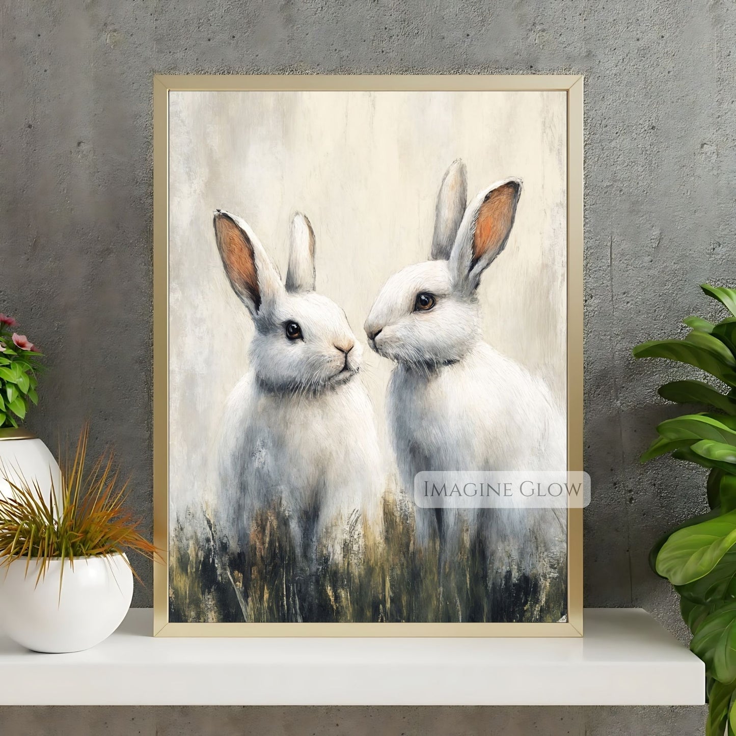 Soft pastel rabbit illustration for country decor