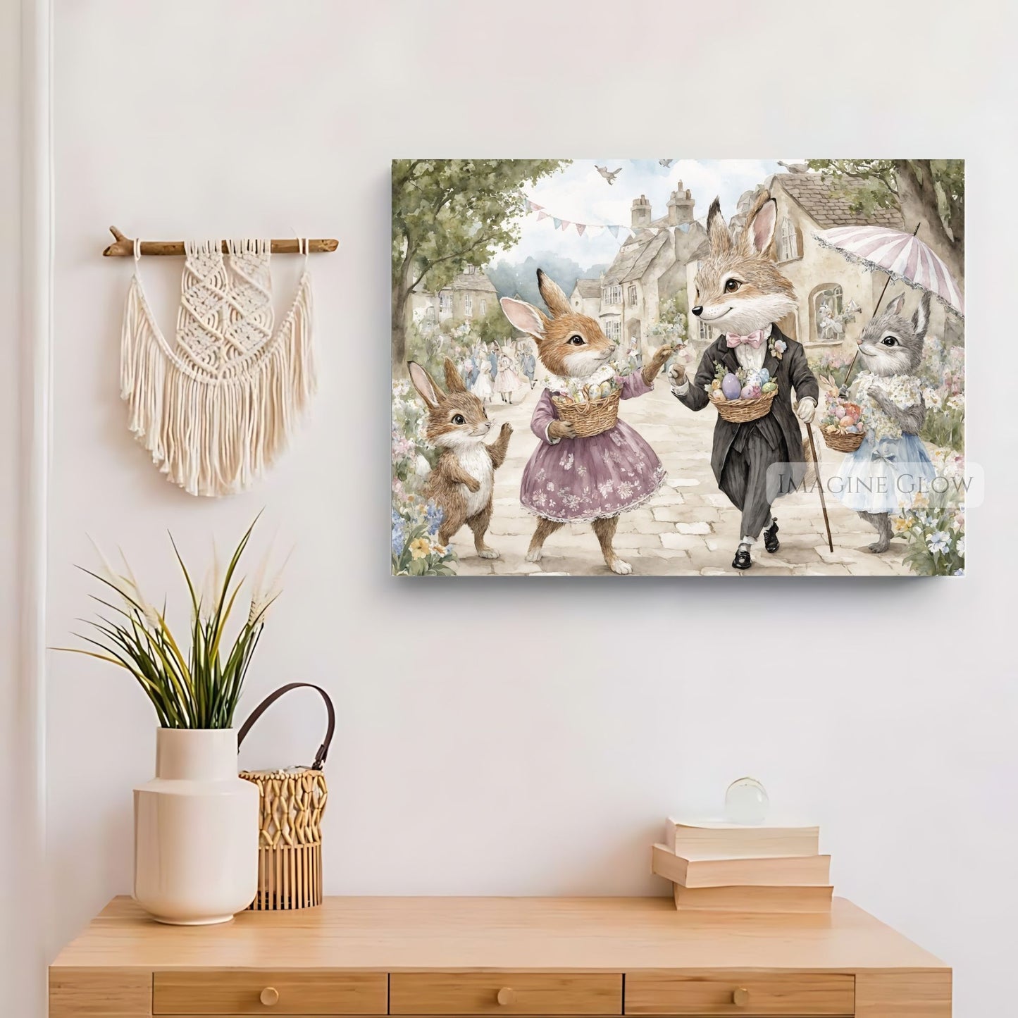 Victorian-Inspired Bunny and Fox Print for Spring Decor