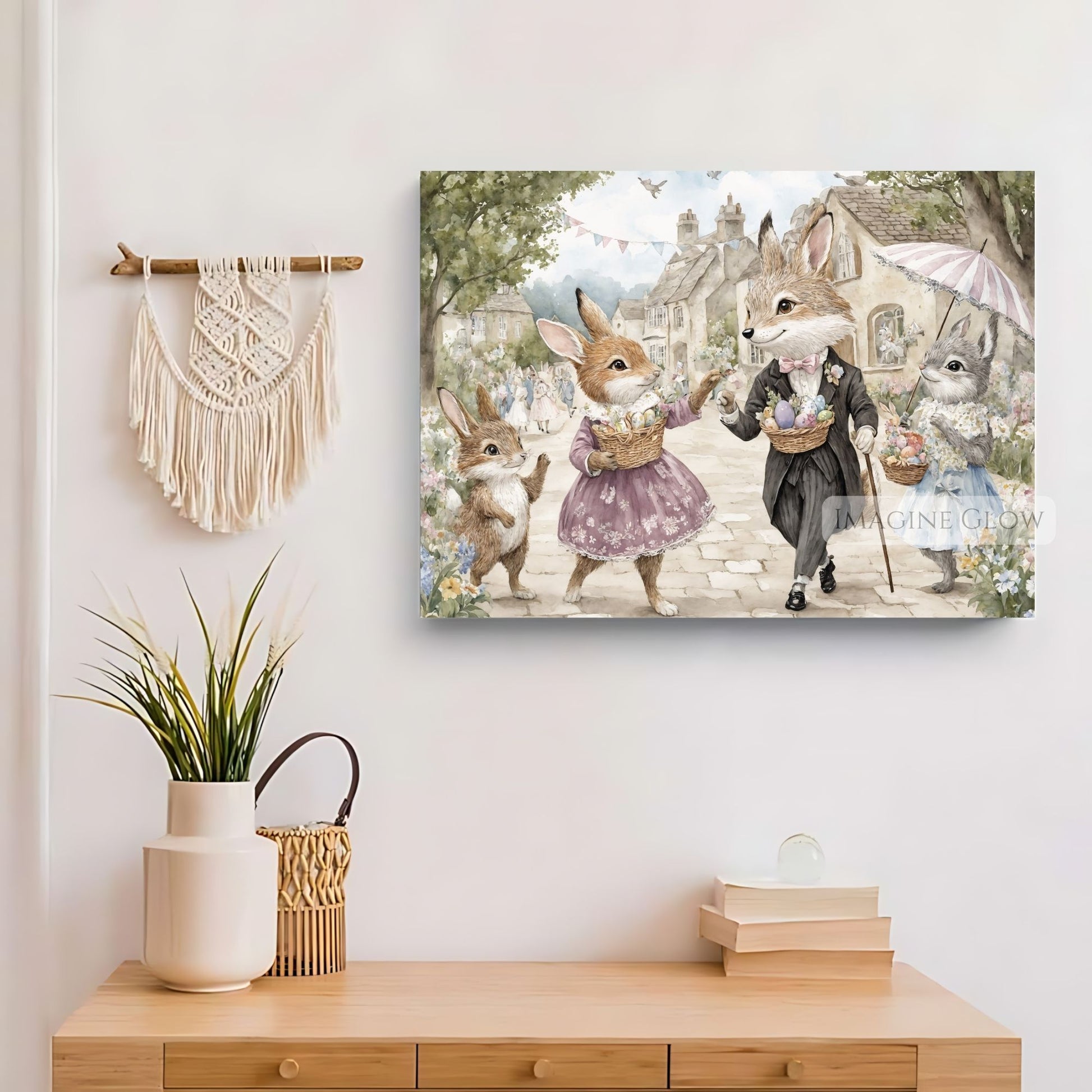 Victorian-Inspired Bunny and Fox Print for Spring Decor
