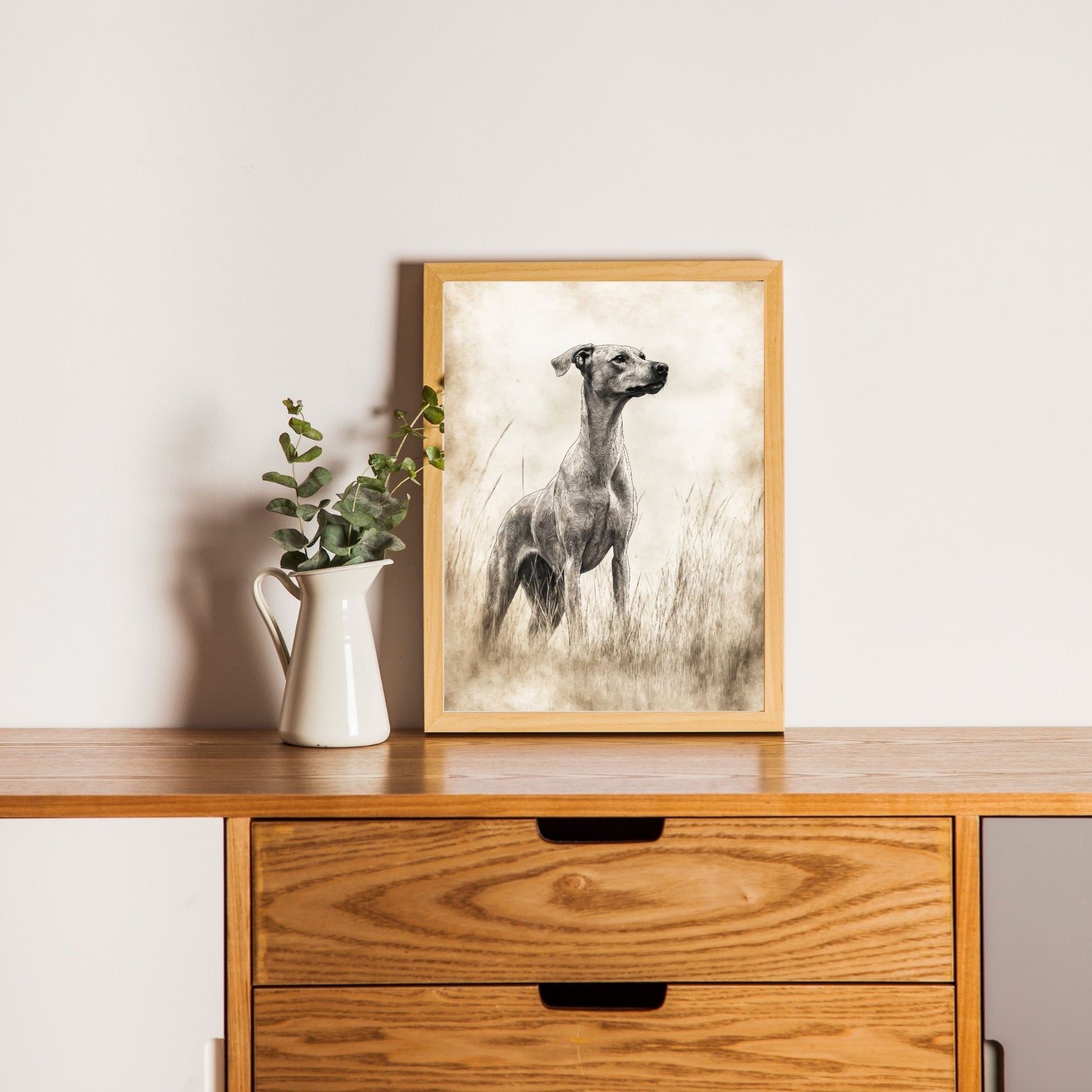 Rustic hunting dog art for lodge and cabin walls.