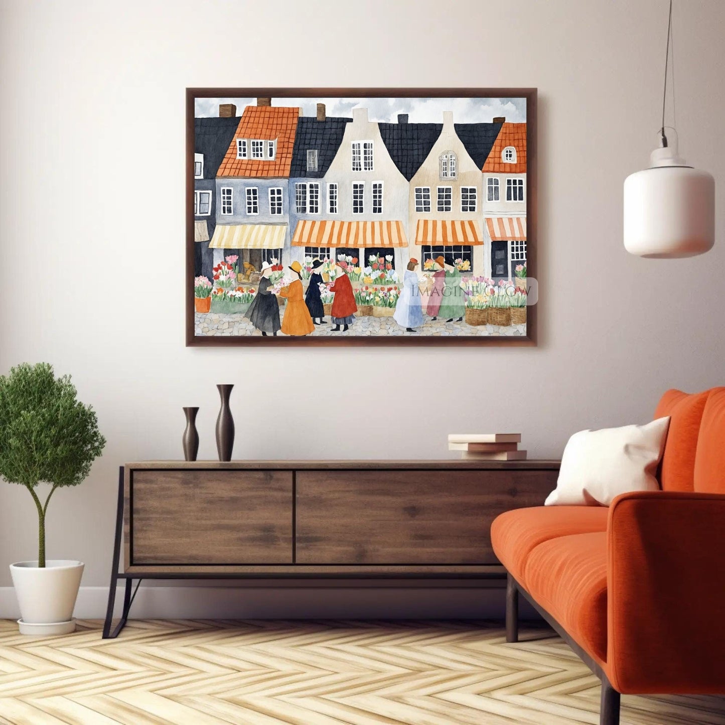 Classic botanical wall art featuring vibrant tulips