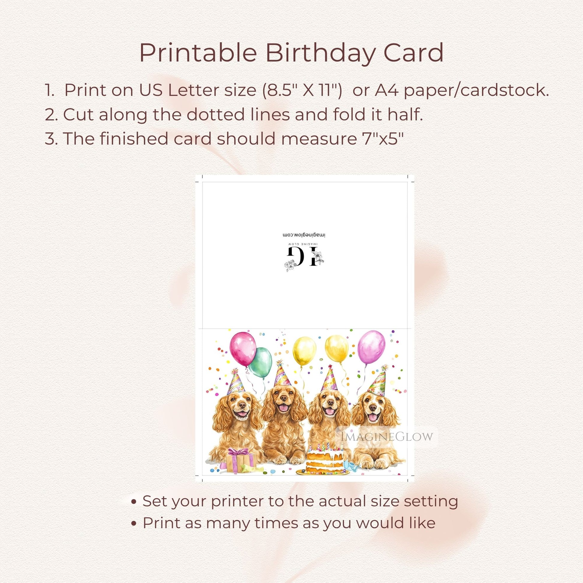 cocker spaniel dog gift card
happy birthday card spaniel
pet themed birthday card
cocker spaniel digital download
cute dog birthday printable