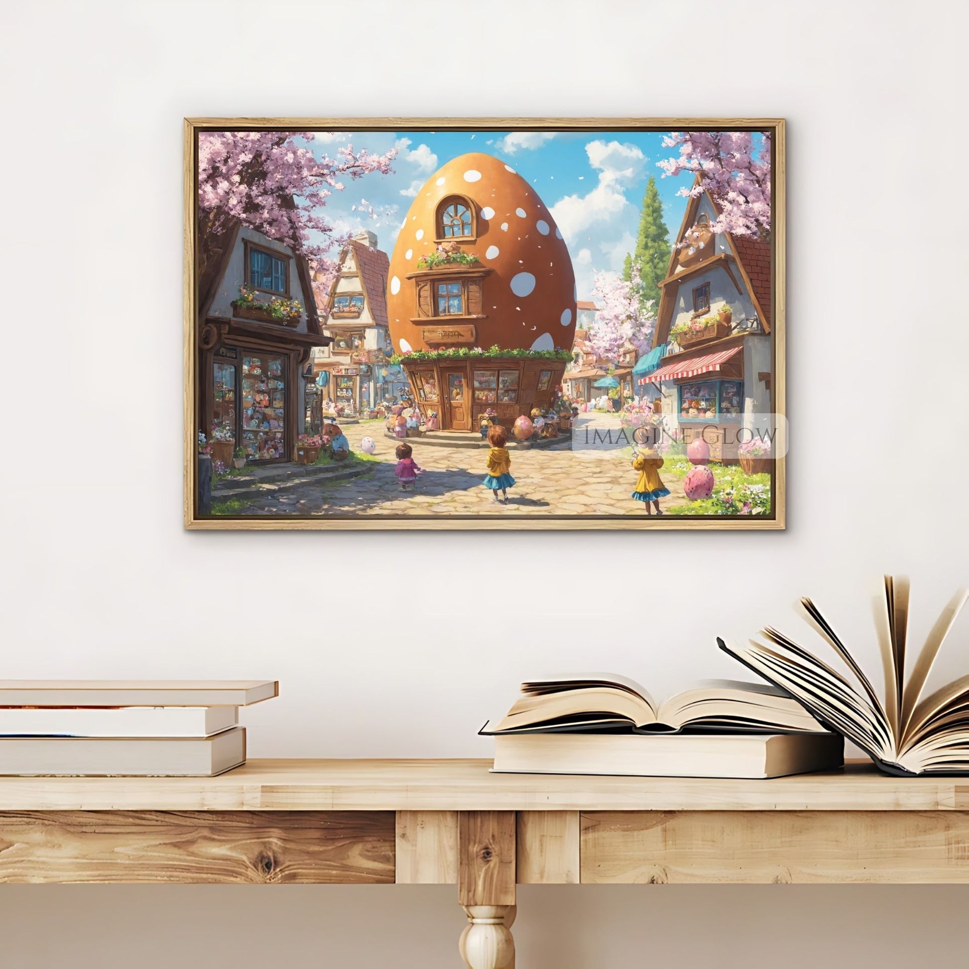 Colorful Easter Street with Blooms and Decorations