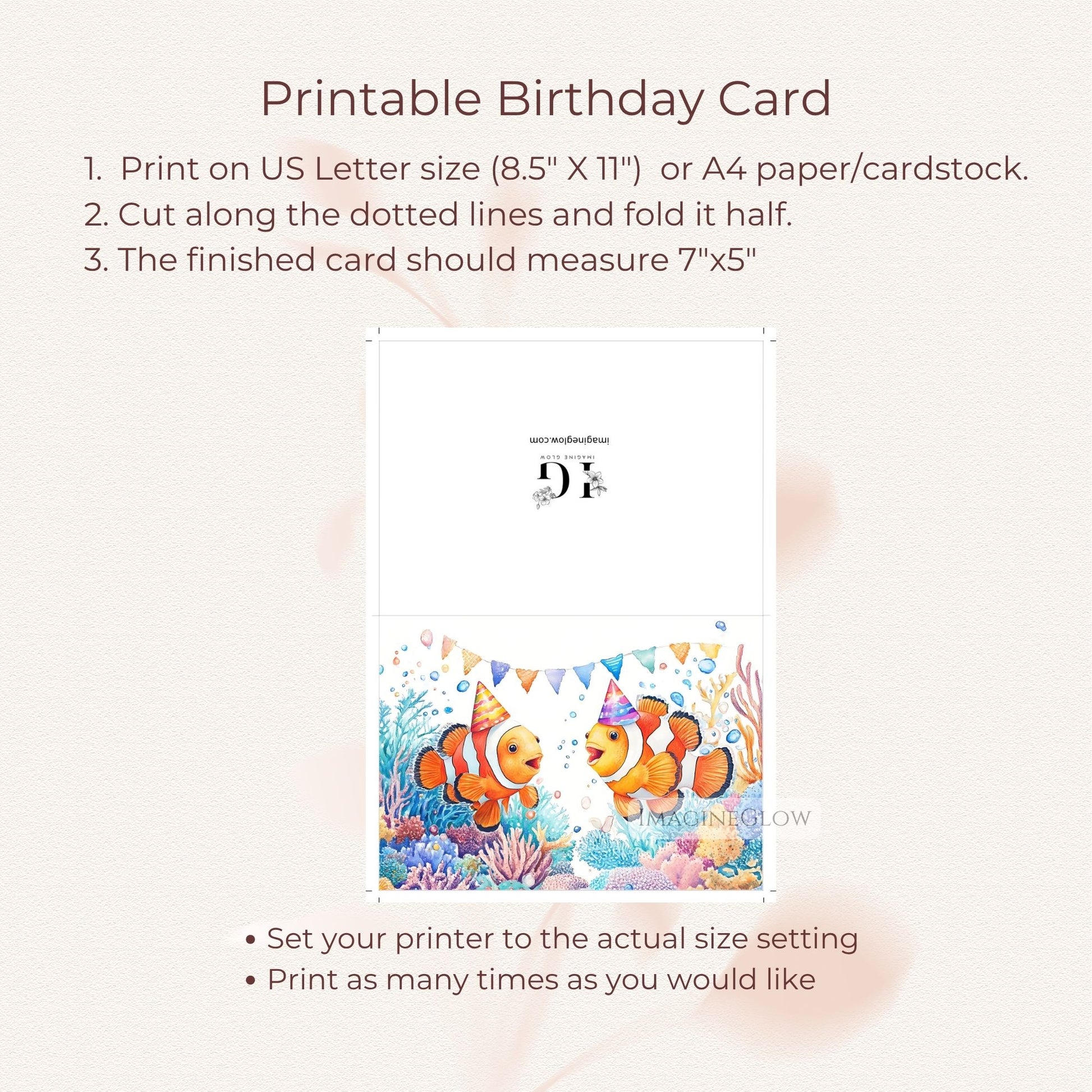Kids clownfish card
Underwater birthday card
Colorful fish birthday card
Marine life birthday card
Sea creature birthday card