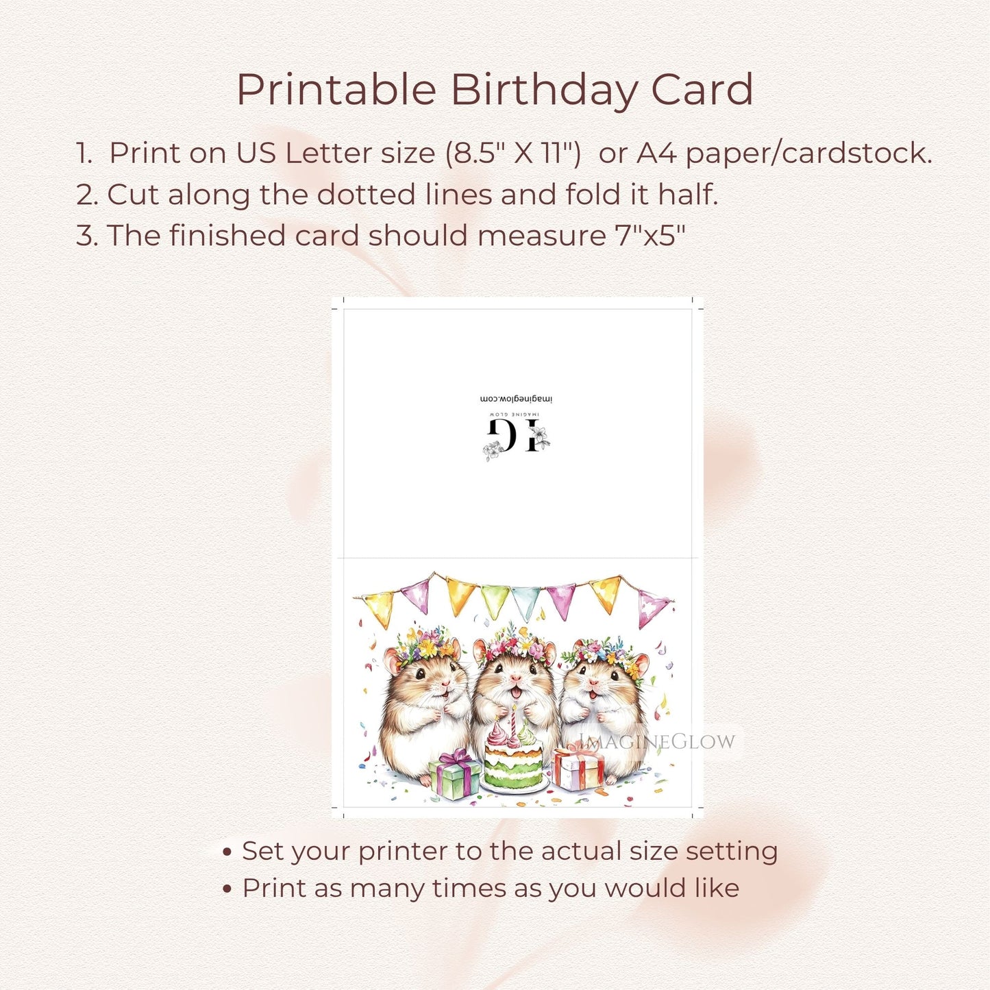 birthday card with hamster flowers
colorful hamster birthday card
flower decorated hamster card
birthday card for kids hamster
