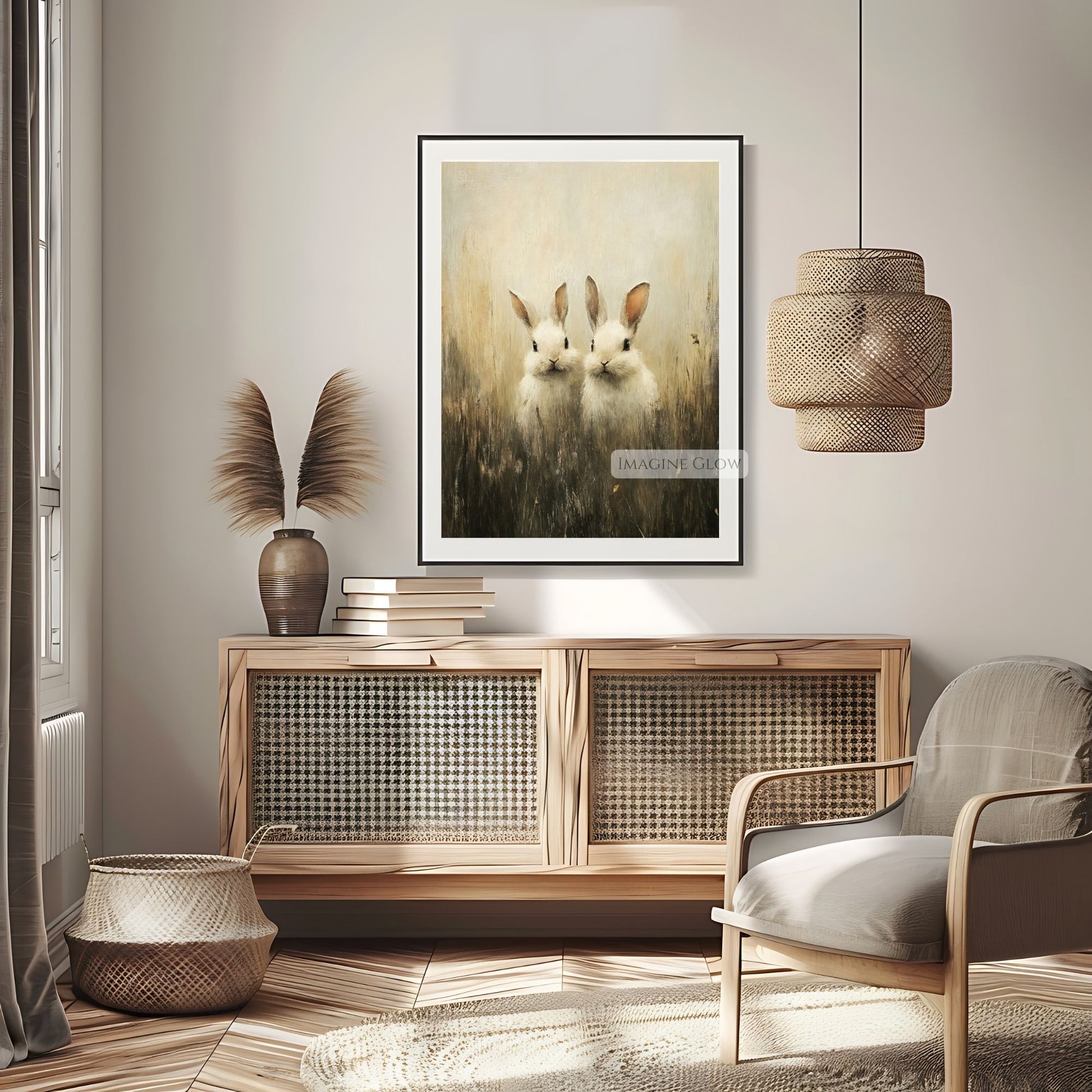 Charming bunny duo wall art rustic country decor