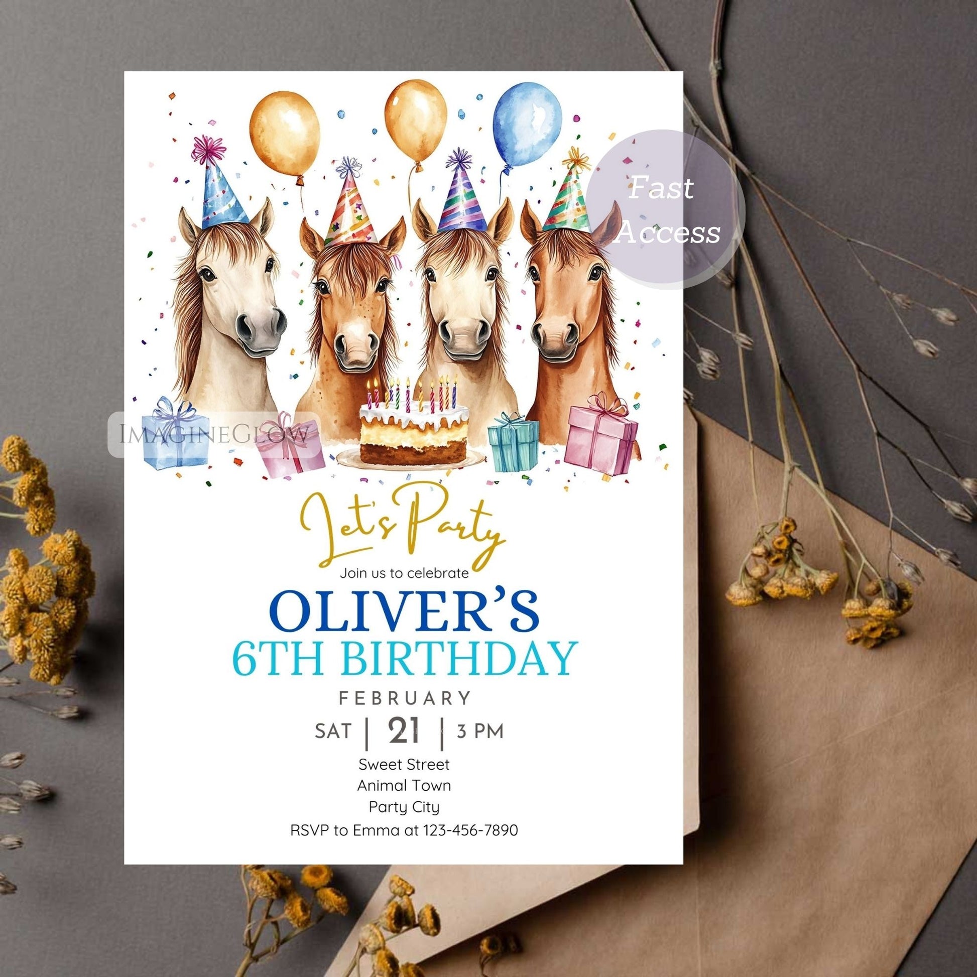 Pony ride party invitation template