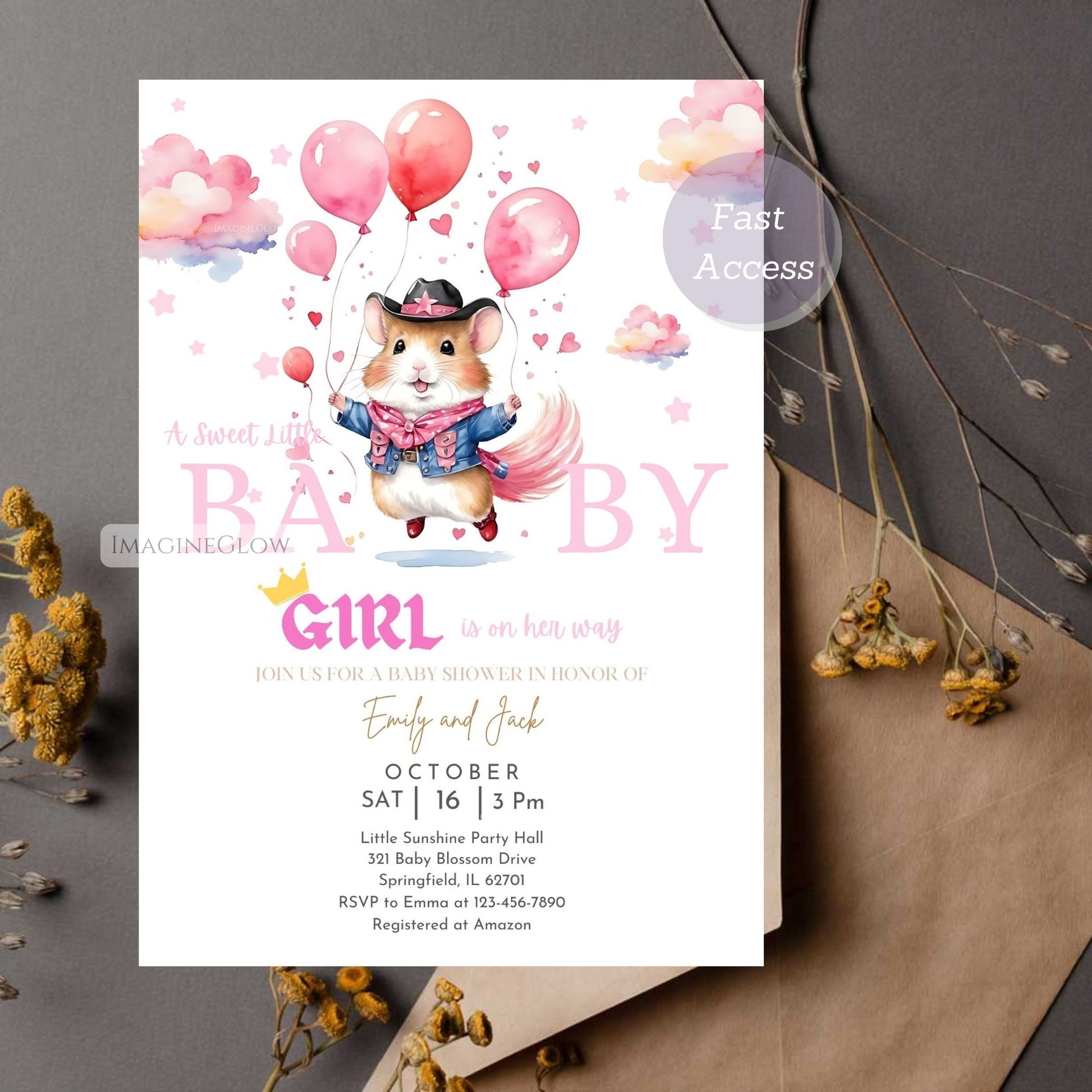 Personalized country baby shower invite