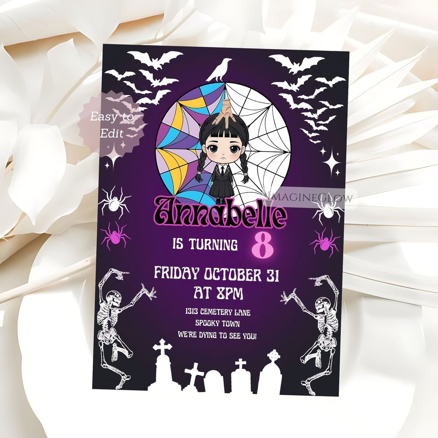 Wednesday Addams birthday invitation for girls