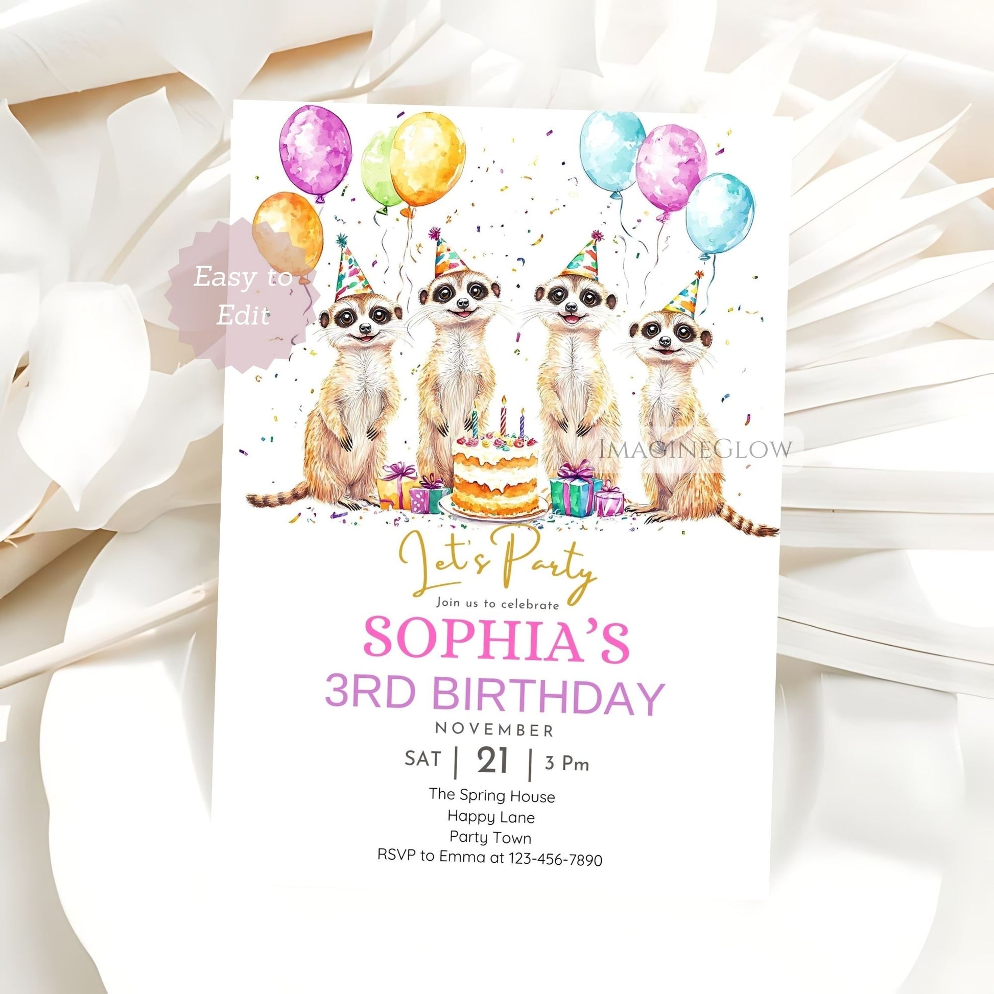 Meerkat birthday invitation printable for kids