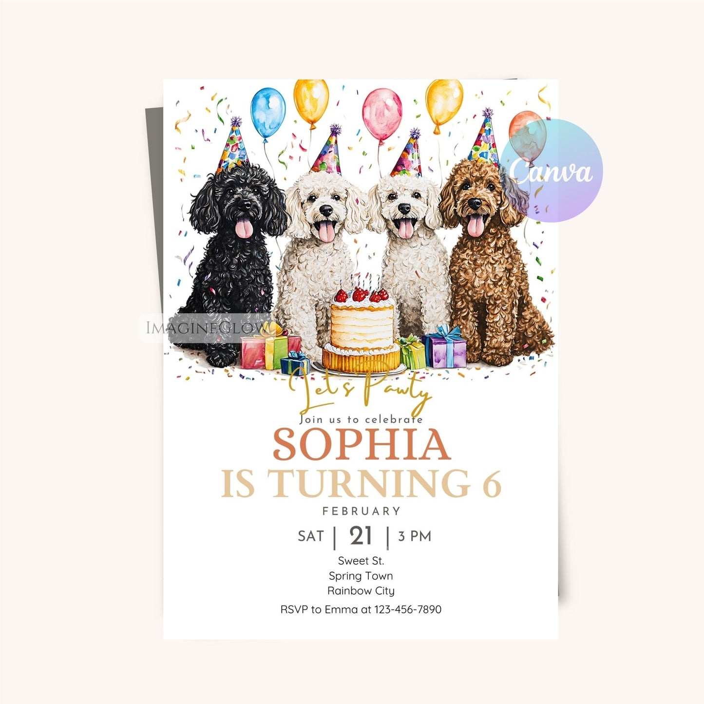 Custom dog lover’s birthday invitation template