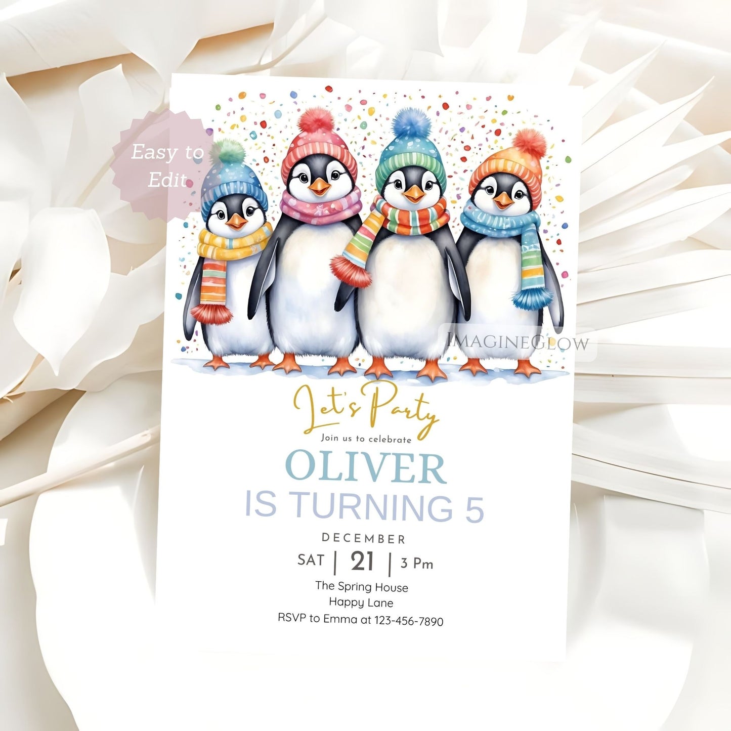 penguin birthday invitation winter wonderland theme