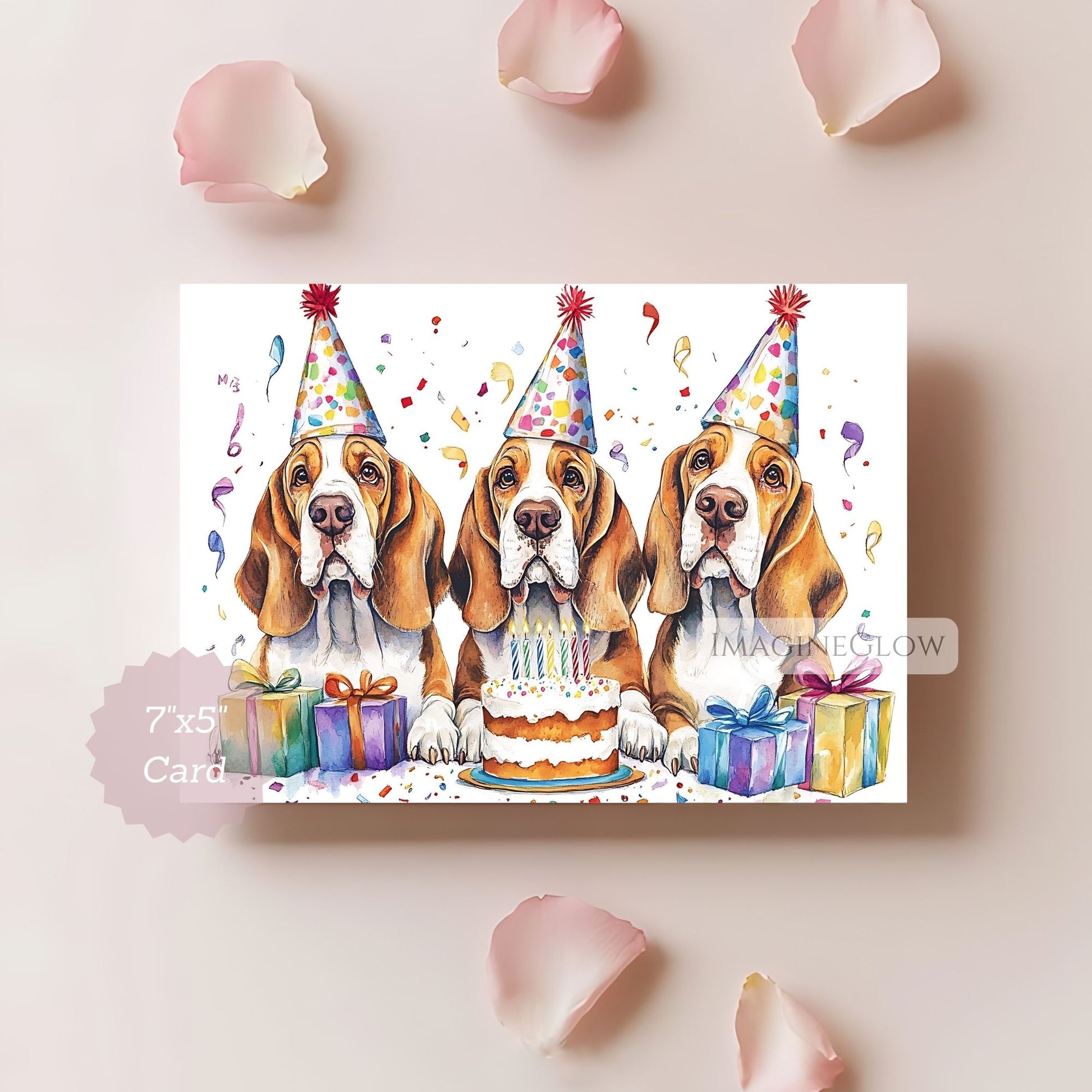 cute Basset dog greeting
digital Basset Hound card
birthday card Basset Hound