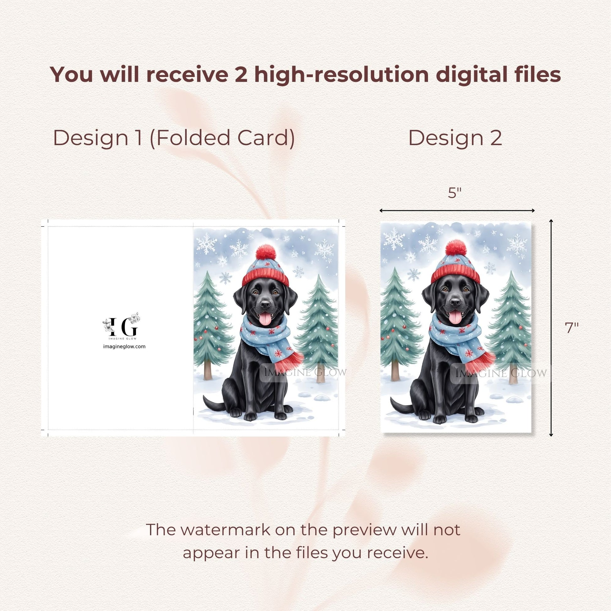 black lab christmas card winter theme
