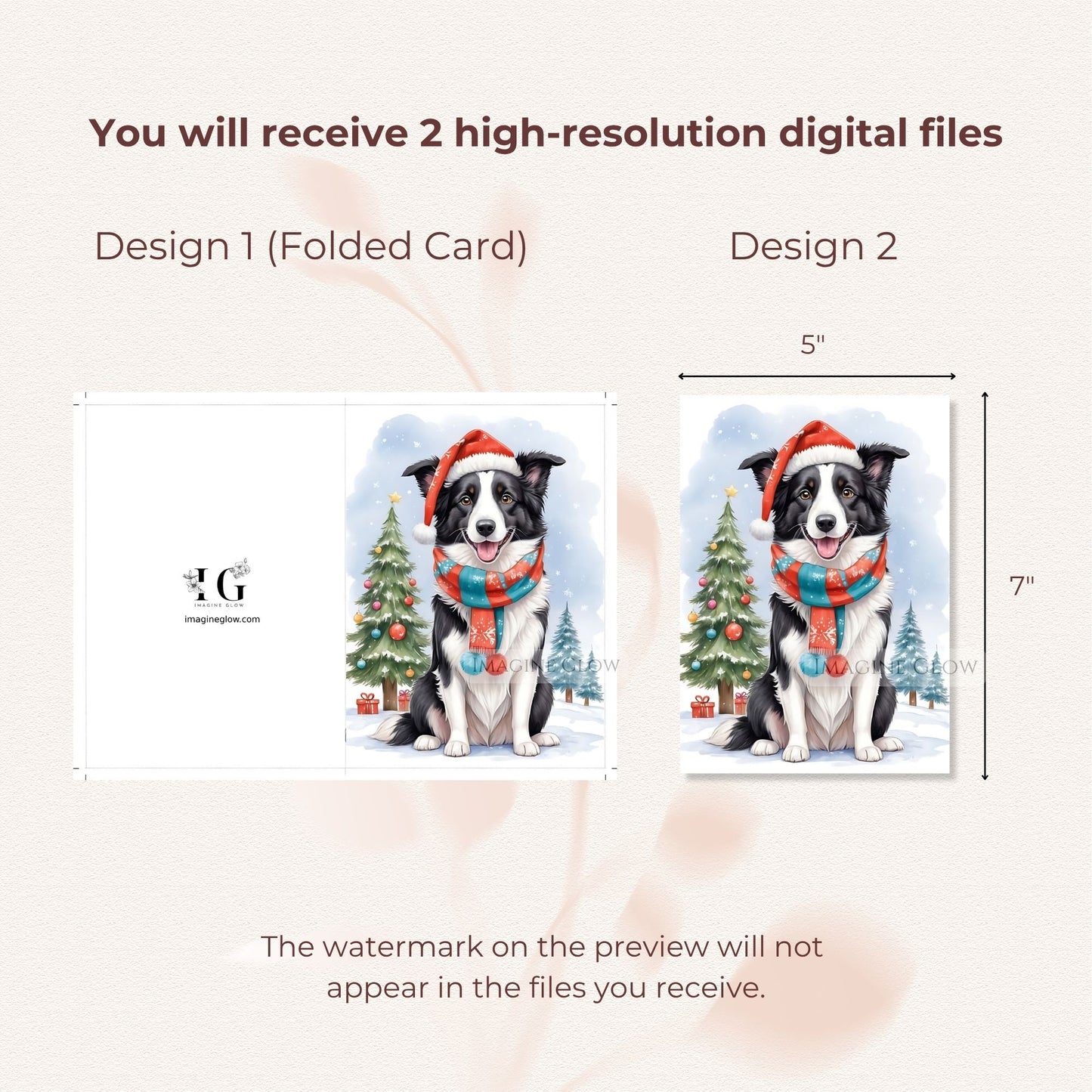 printable border collie christmas card
border collie holiday greeting card digital download