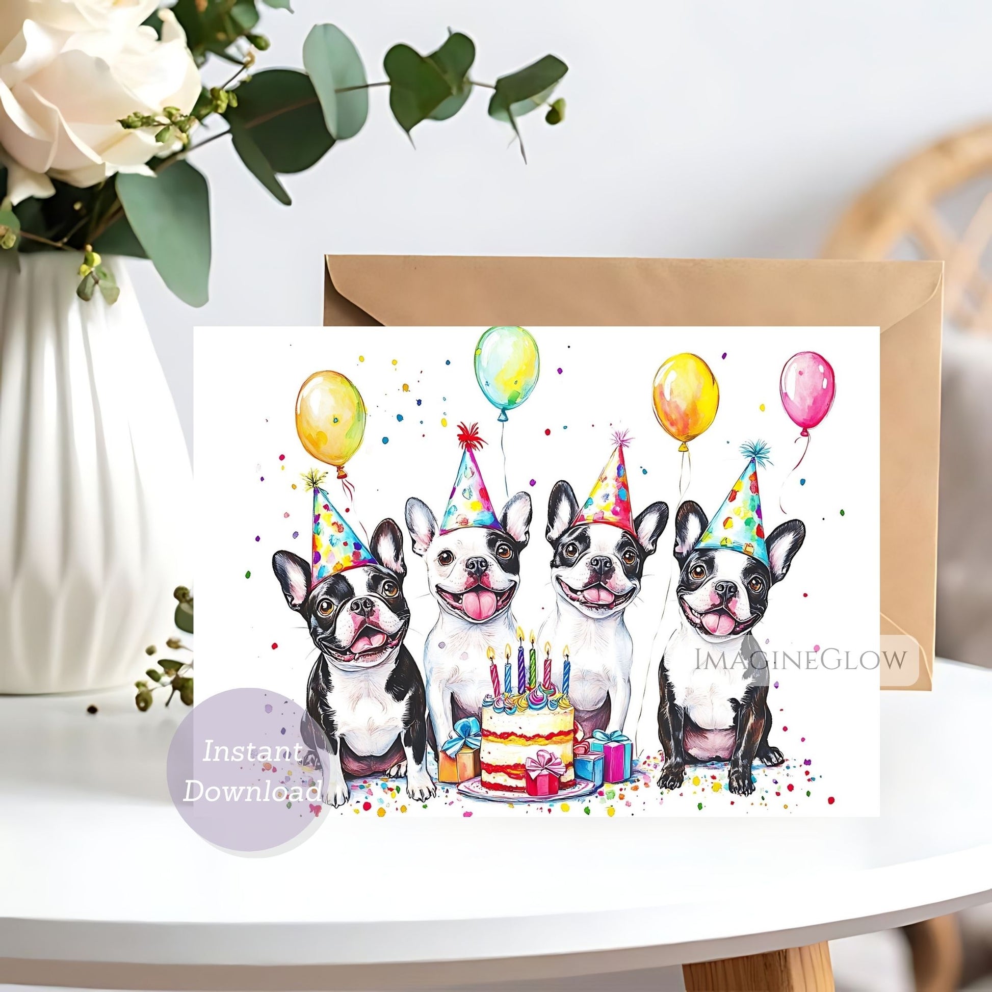cute boston terrier greeting card
dog lover boston terrier birthday card