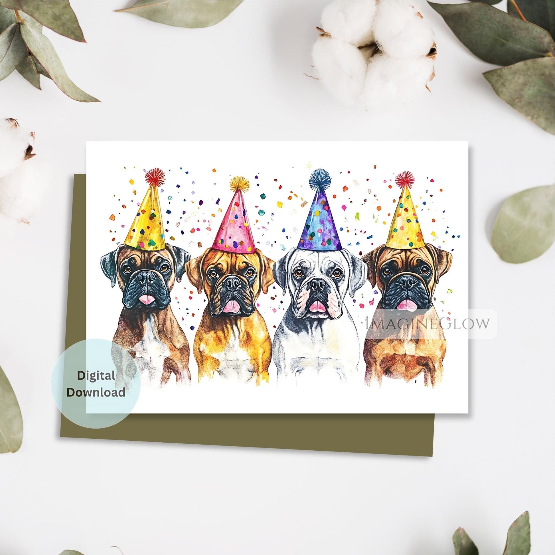 happy birthday boxer dog card