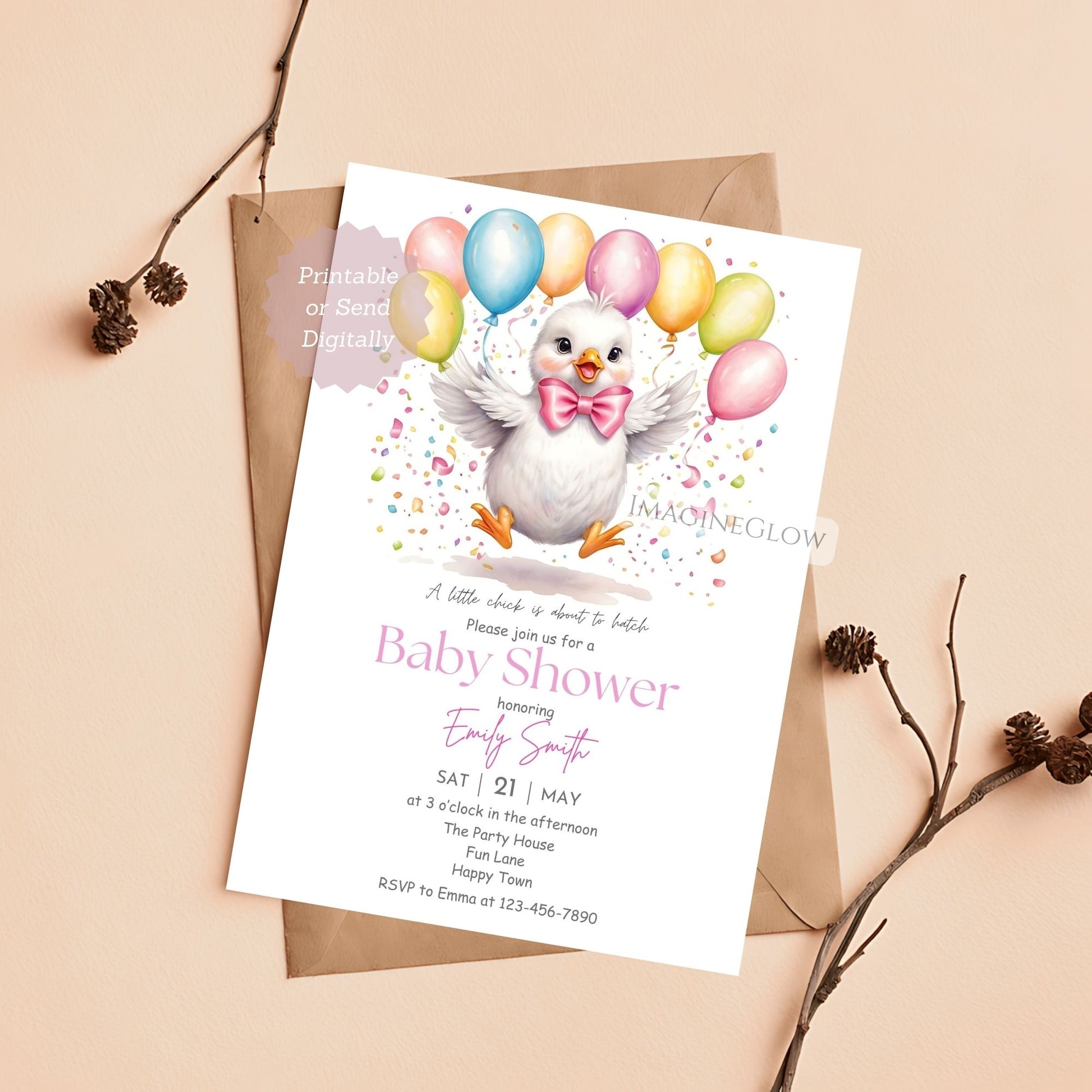 baby shower card yellow chick
printable chick baby shower invite