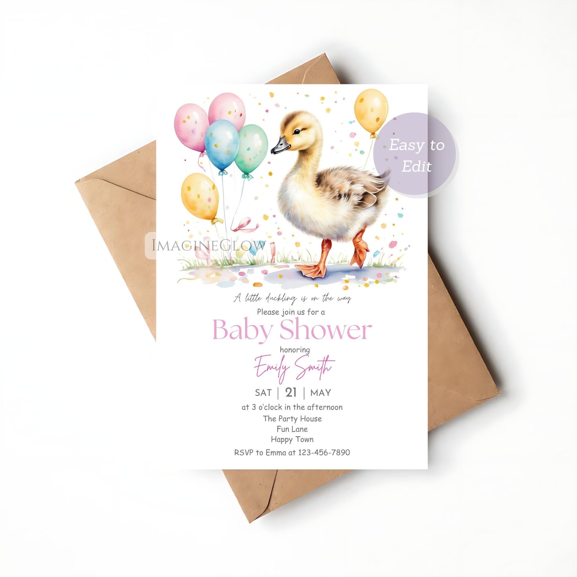 adorable duckling baby shower invite
digital duckling baby shower invitation