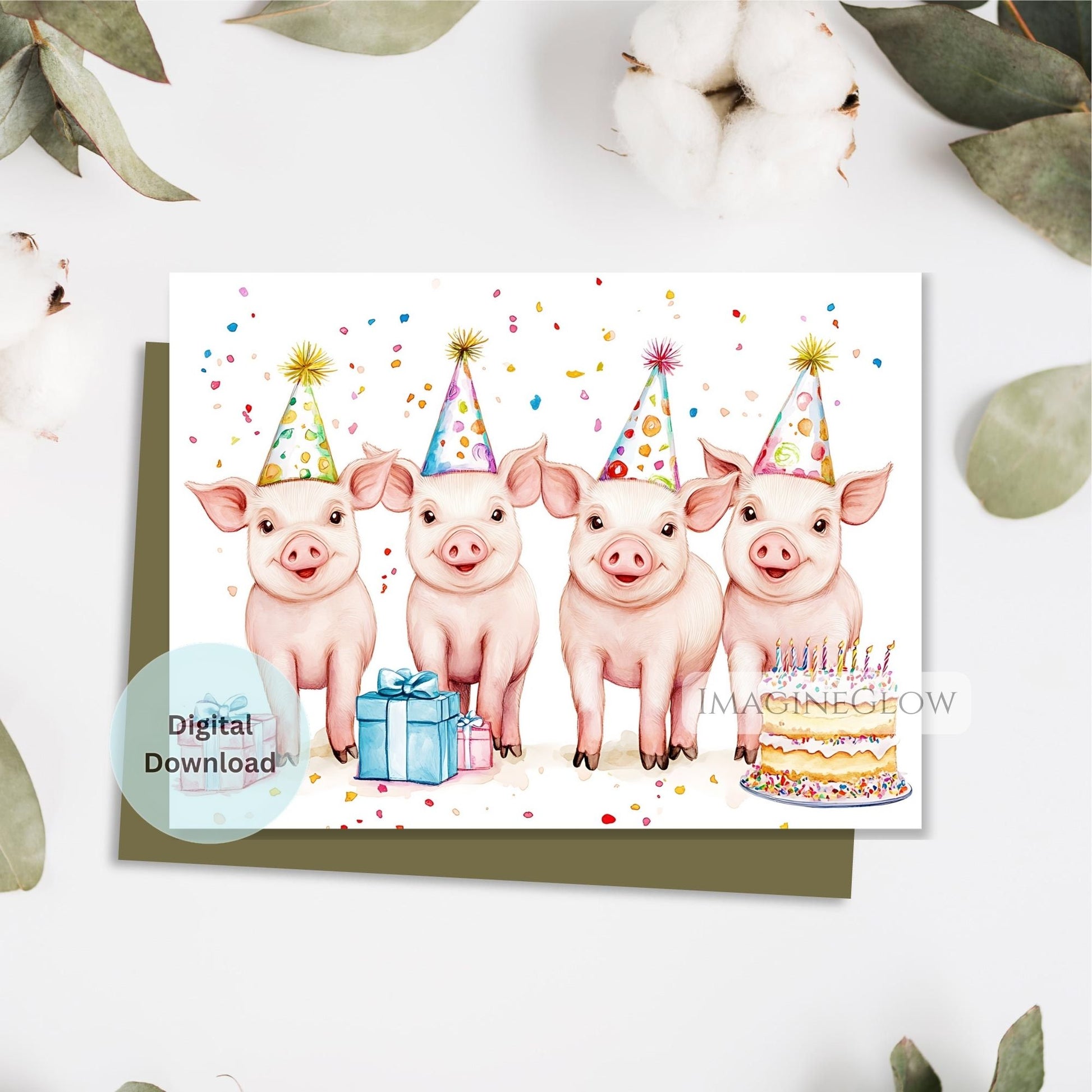 adorable pig illustration card
country style piglet birthday card
pink piglet greeting card