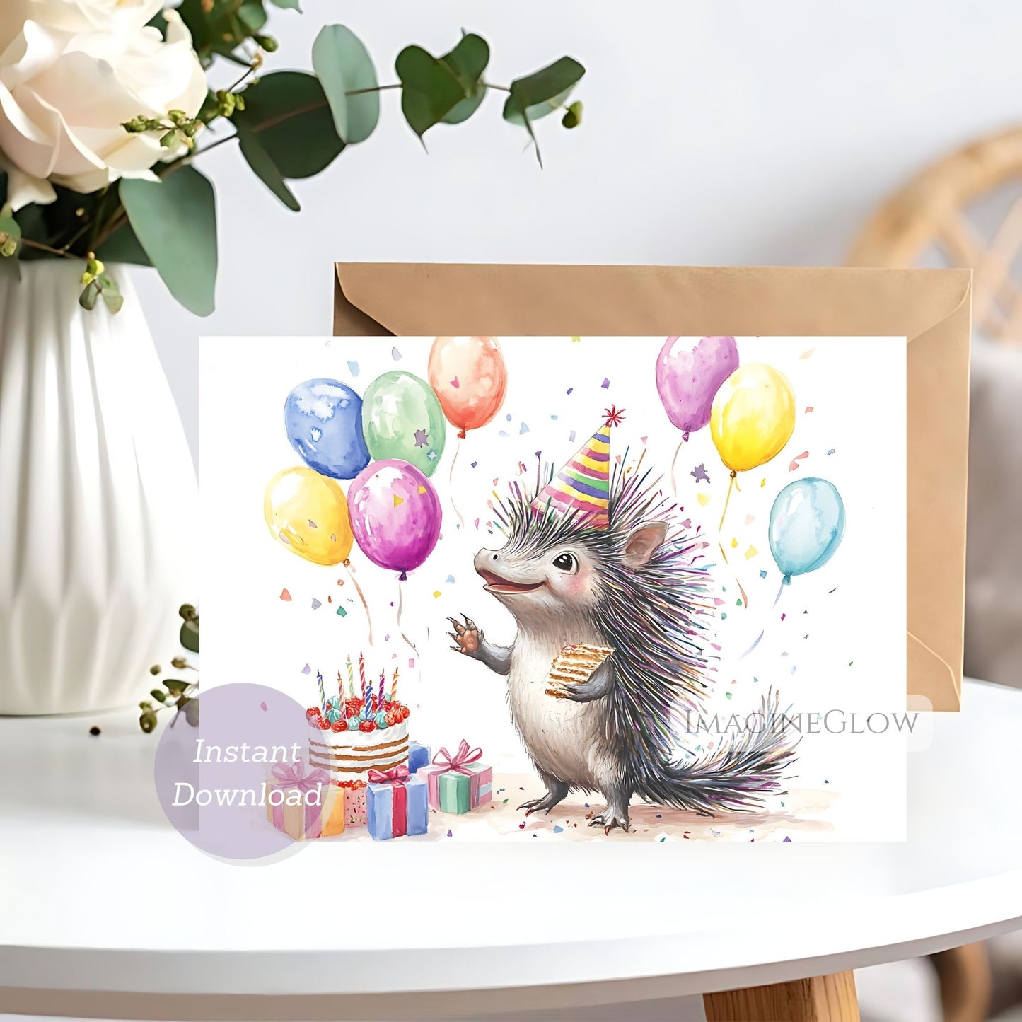porcupine birthday card
cute forest animal card
kids porcupine birthday card
adult porcupine birthday card
playful porcupine illustration
woodland animal greeting card