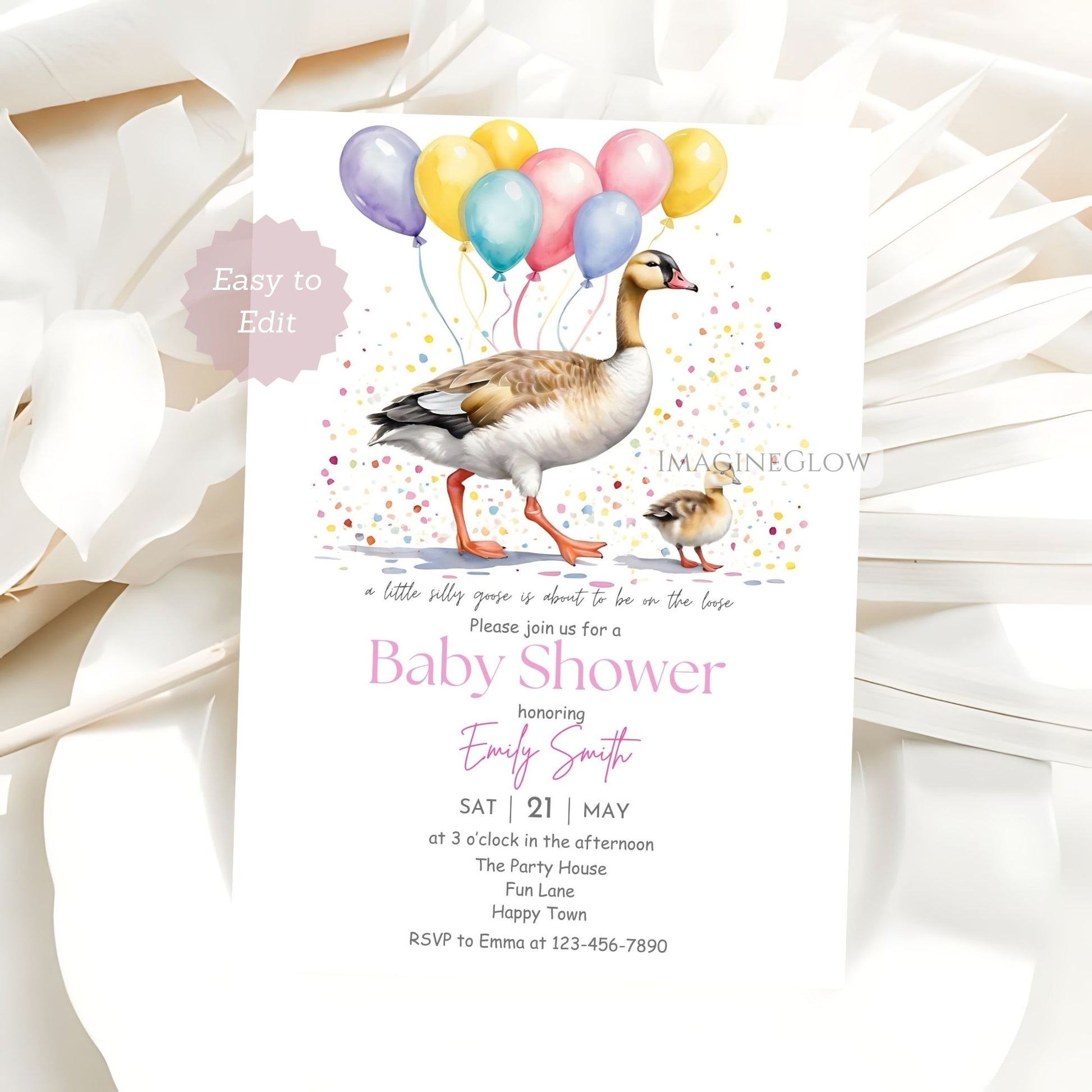 silly goose baby shower invite printable