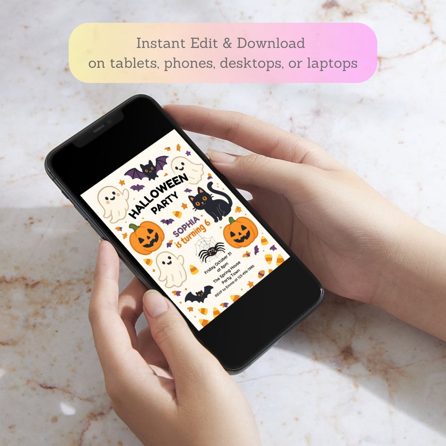 cute halloween birthday invitation
kawaii halloween party invite