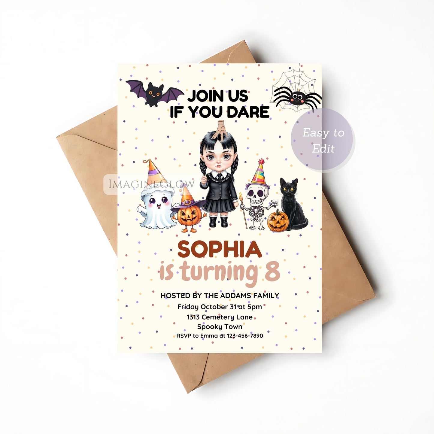 black and purple halloween invite