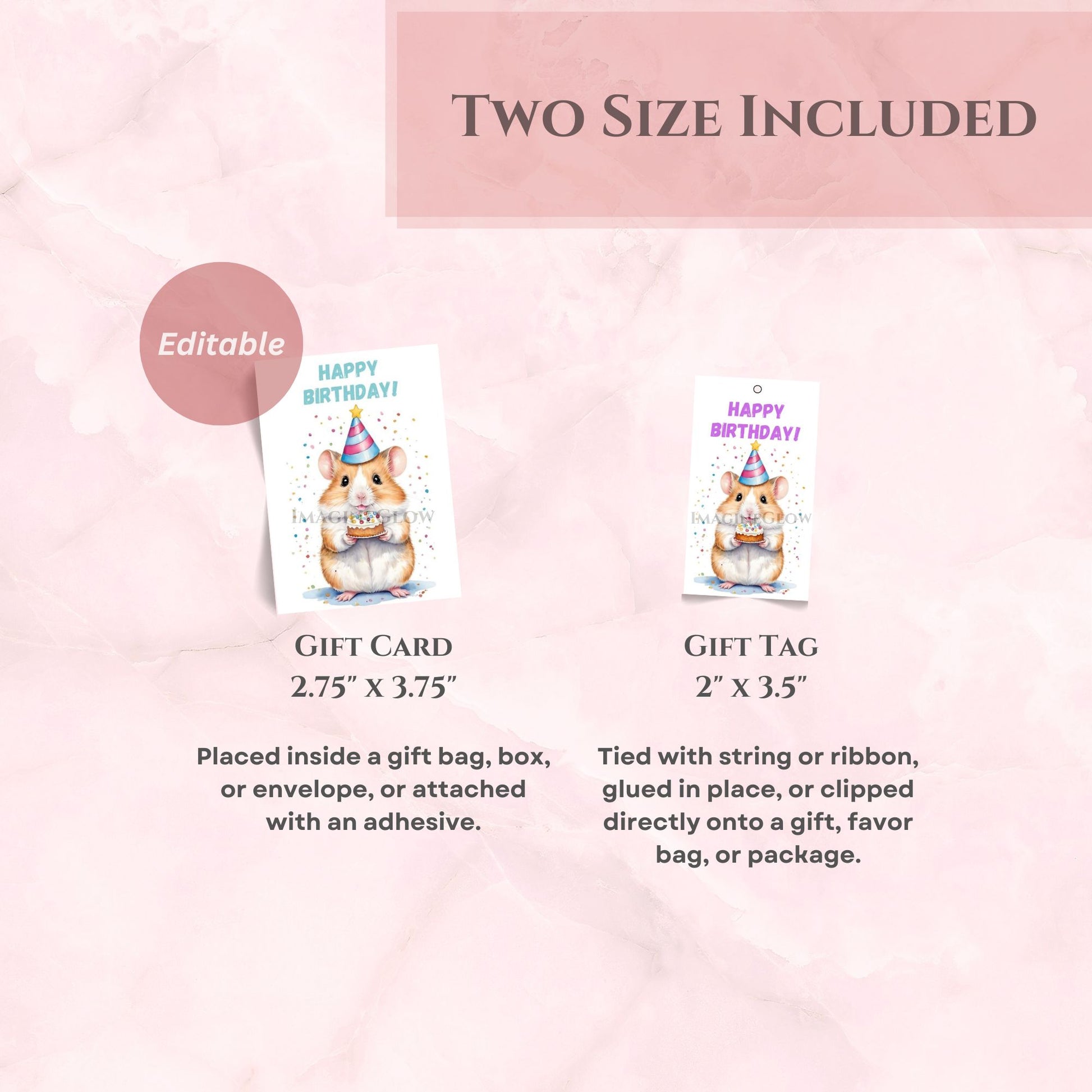 Cute hamster gift tag for birthday celebrations