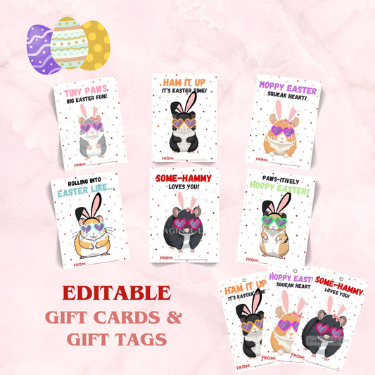 Hamster Easter Gift Tags - Classroom Party Gift Cards