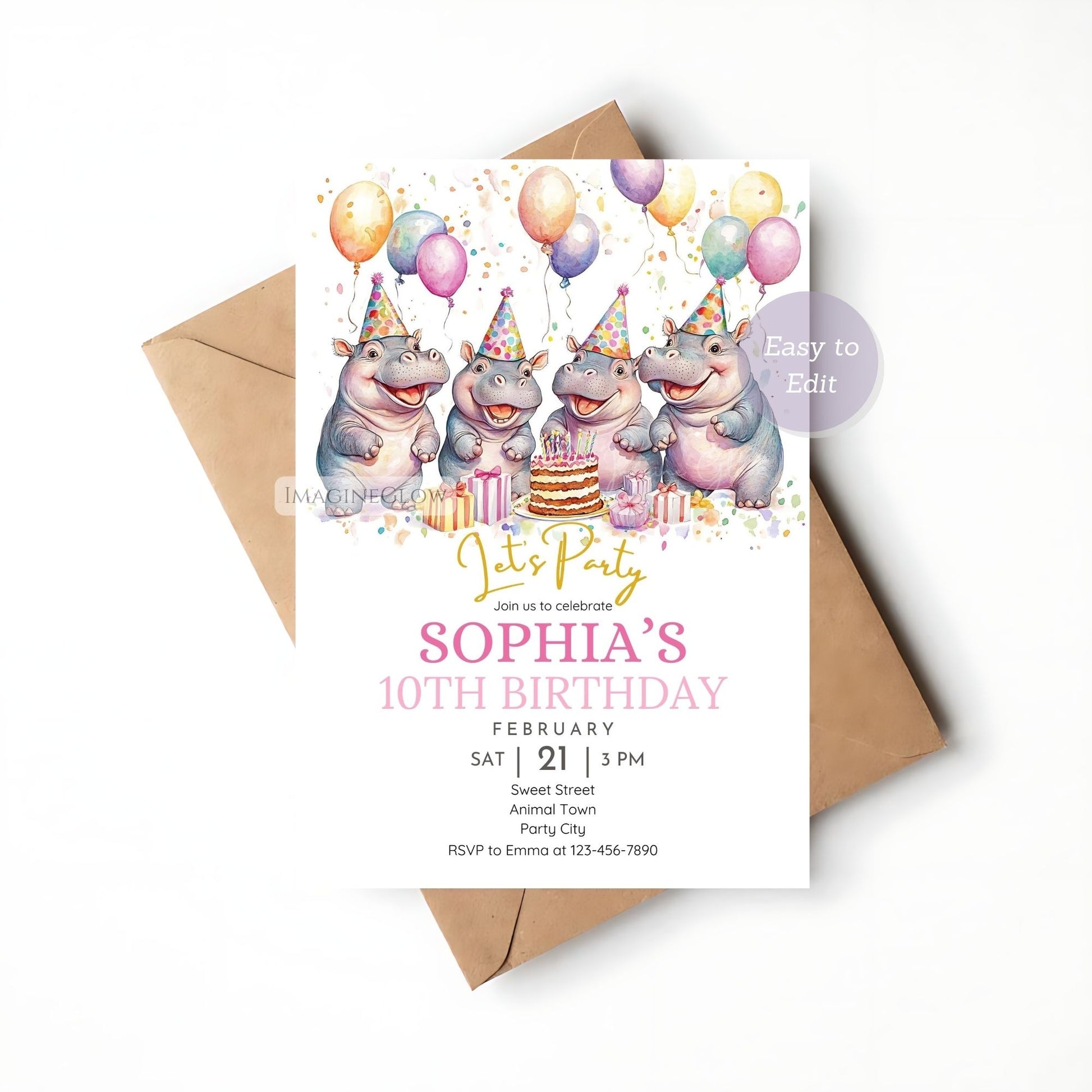 Wild animal birthday invitation